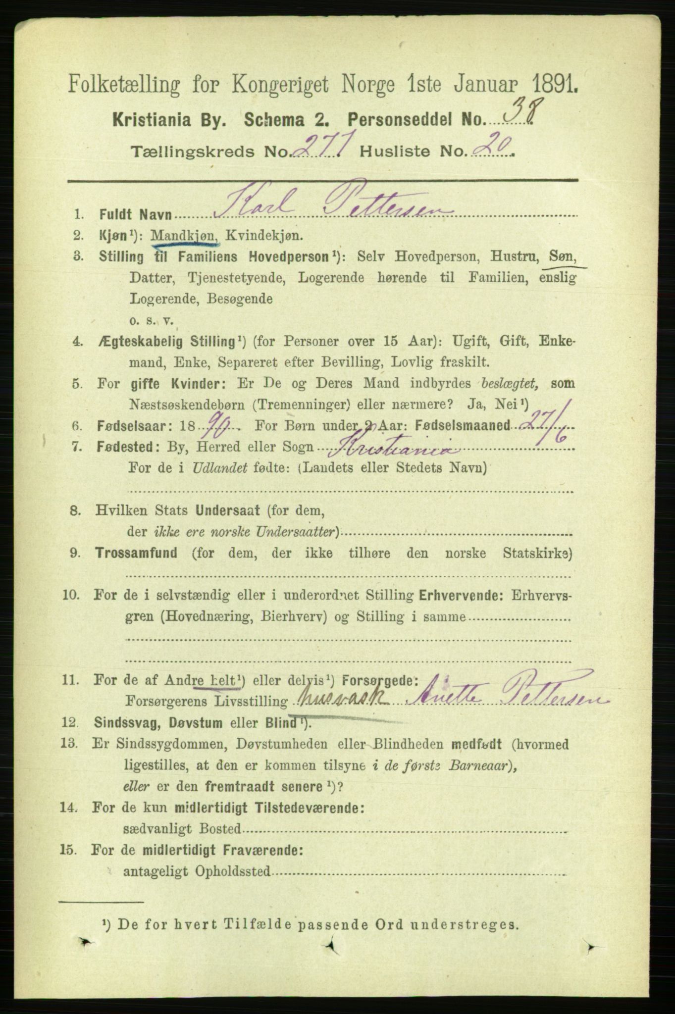 RA, 1891 census for 0301 Kristiania, 1891, p. 168528