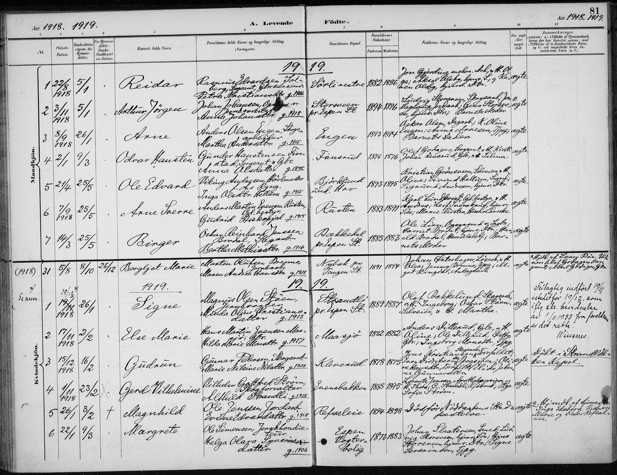 Stange prestekontor, AV/SAH-PREST-002/K/L0023: Parish register (official) no. 23, 1897-1920, p. 81