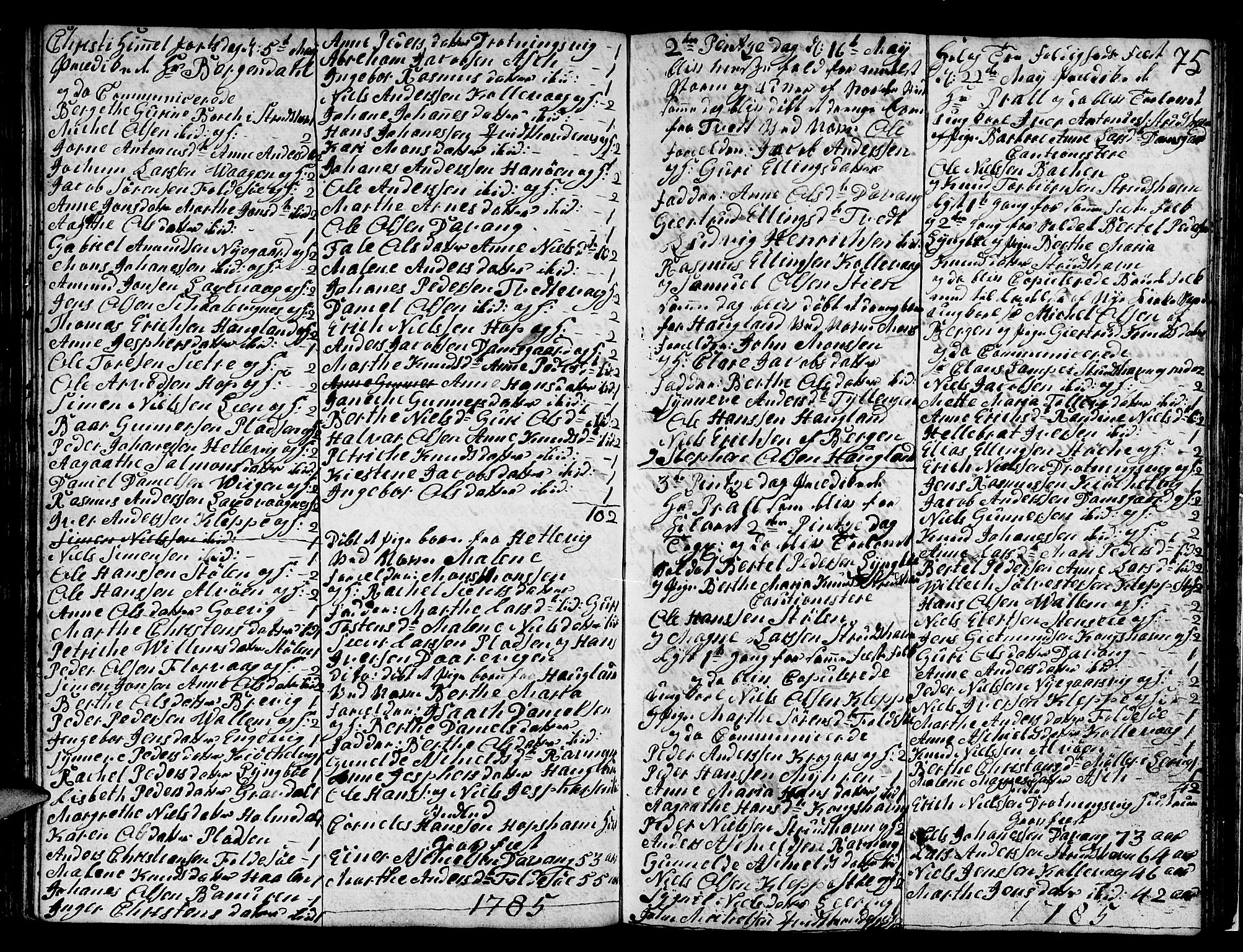 Askøy Sokneprestembete, SAB/A-74101/H/Ha/Hab/Haba/L0001: Parish register (copy) no. A 1, 1775-1792, p. 75