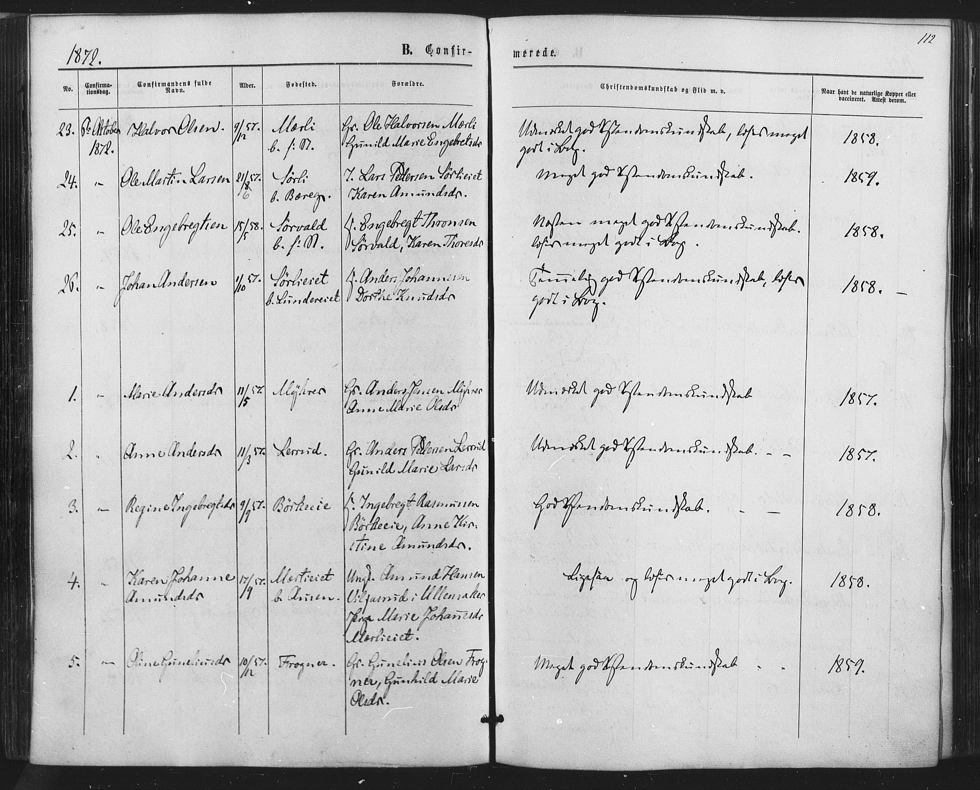 Sørum prestekontor Kirkebøker, AV/SAO-A-10303/F/Fa/L0006: Parish register (official) no. I 6, 1864-1877, p. 112