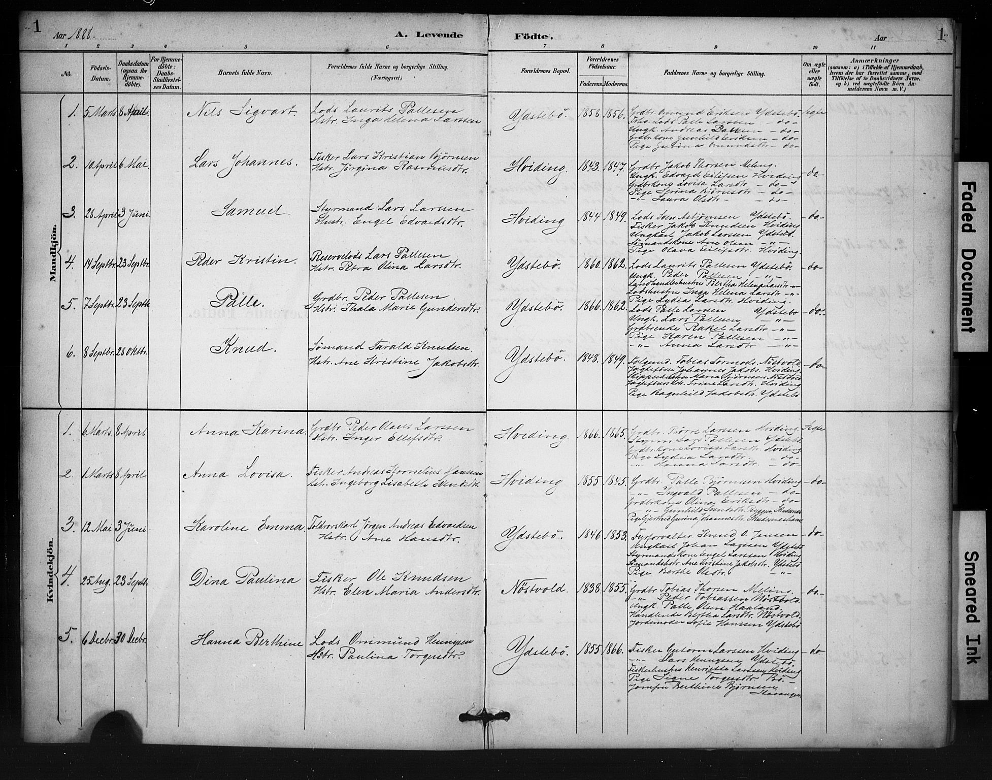 Rennesøy sokneprestkontor, AV/SAST-A -101827/H/Ha/Haa/L0013: Parish register (official) no. A 12, 1888-1916, p. 1