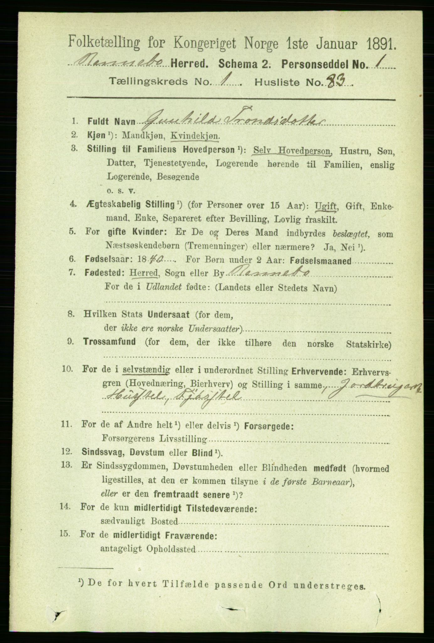 RA, 1891 census for 1635 Rennebu, 1891, p. 610