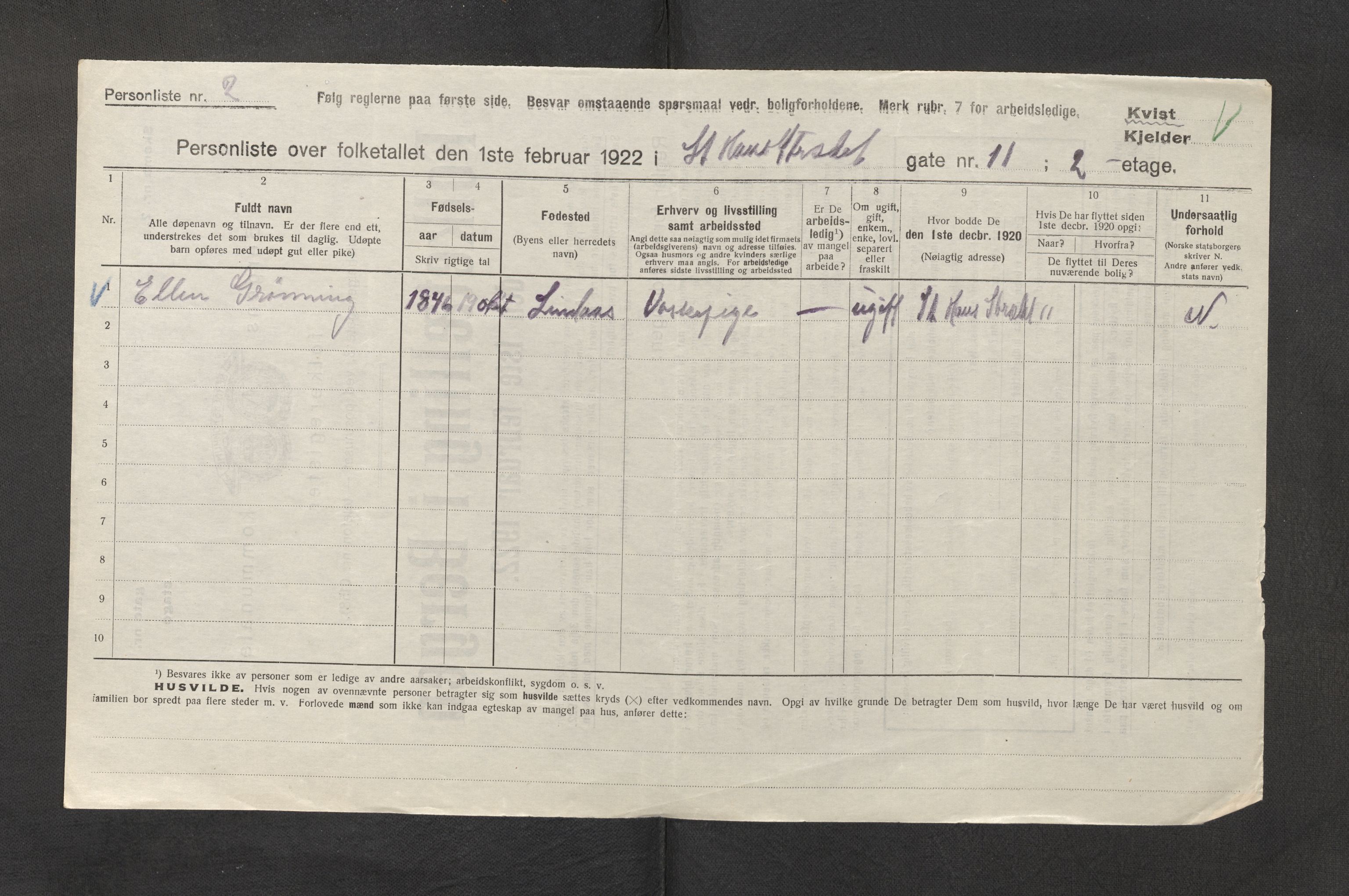 SAB, Municipal Census 1922 for Bergen, 1922, p. 35913