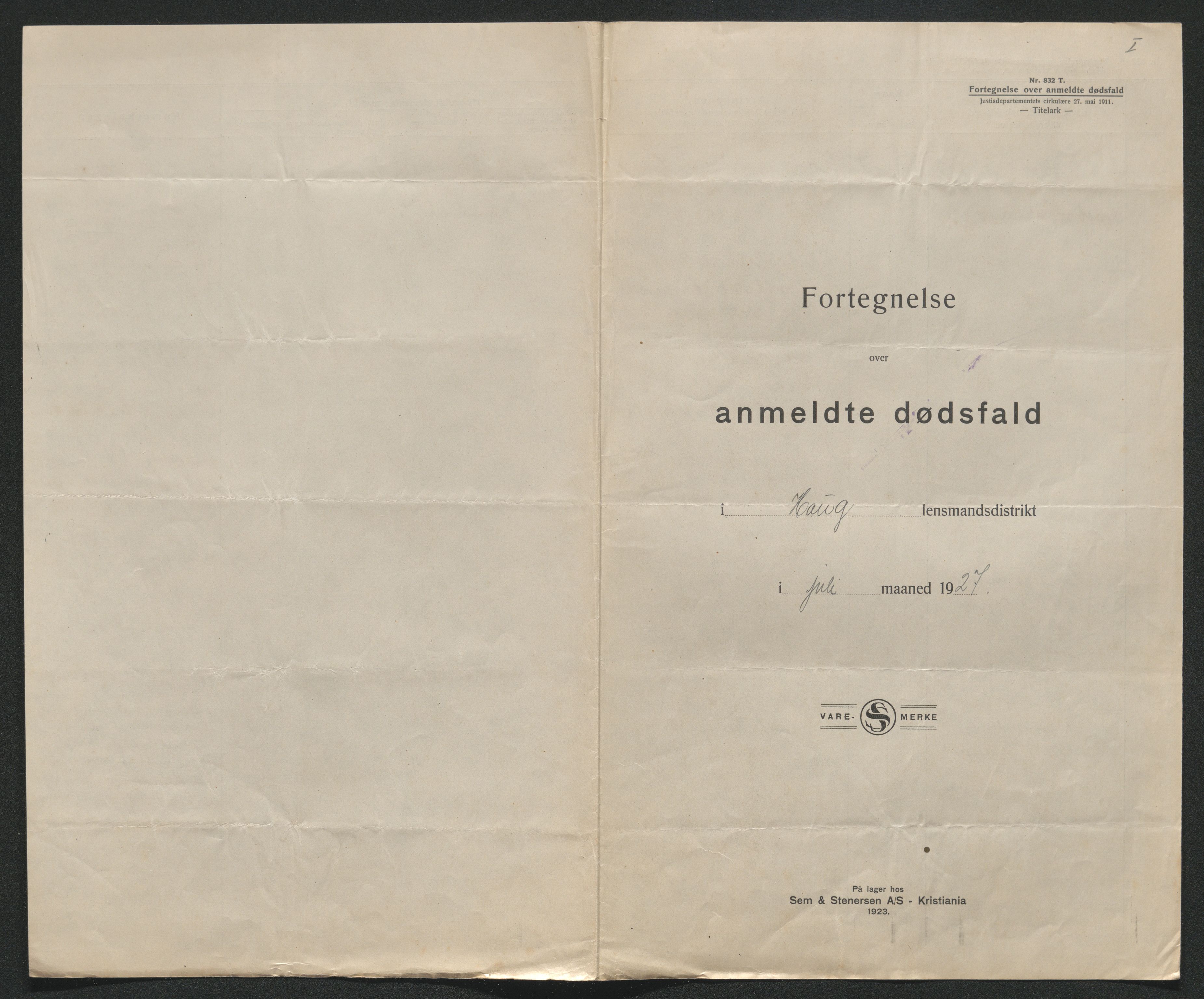 Eiker, Modum og Sigdal sorenskriveri, AV/SAKO-A-123/H/Ha/Hab/L0044: Dødsfallsmeldinger, 1926-1927, p. 879