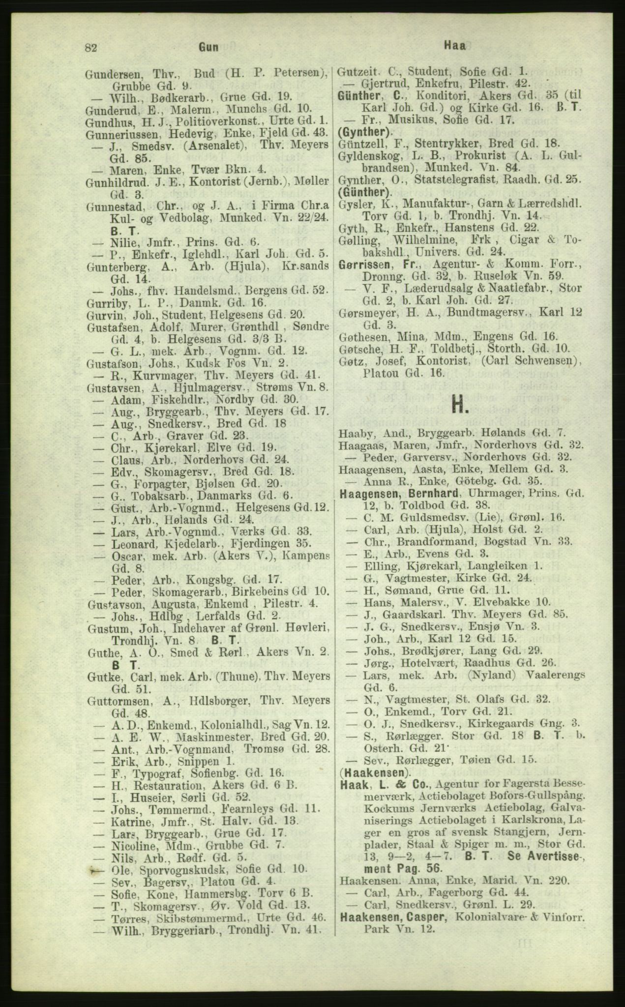 Kristiania/Oslo adressebok, PUBL/-, 1884, p. 82