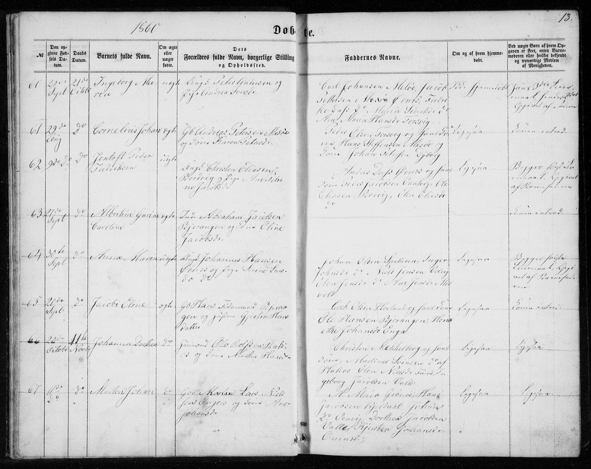 Ministerialprotokoller, klokkerbøker og fødselsregistre - Nordland, SAT/A-1459/843/L0634: Parish register (copy) no. 843C03, 1860-1884, p. 13