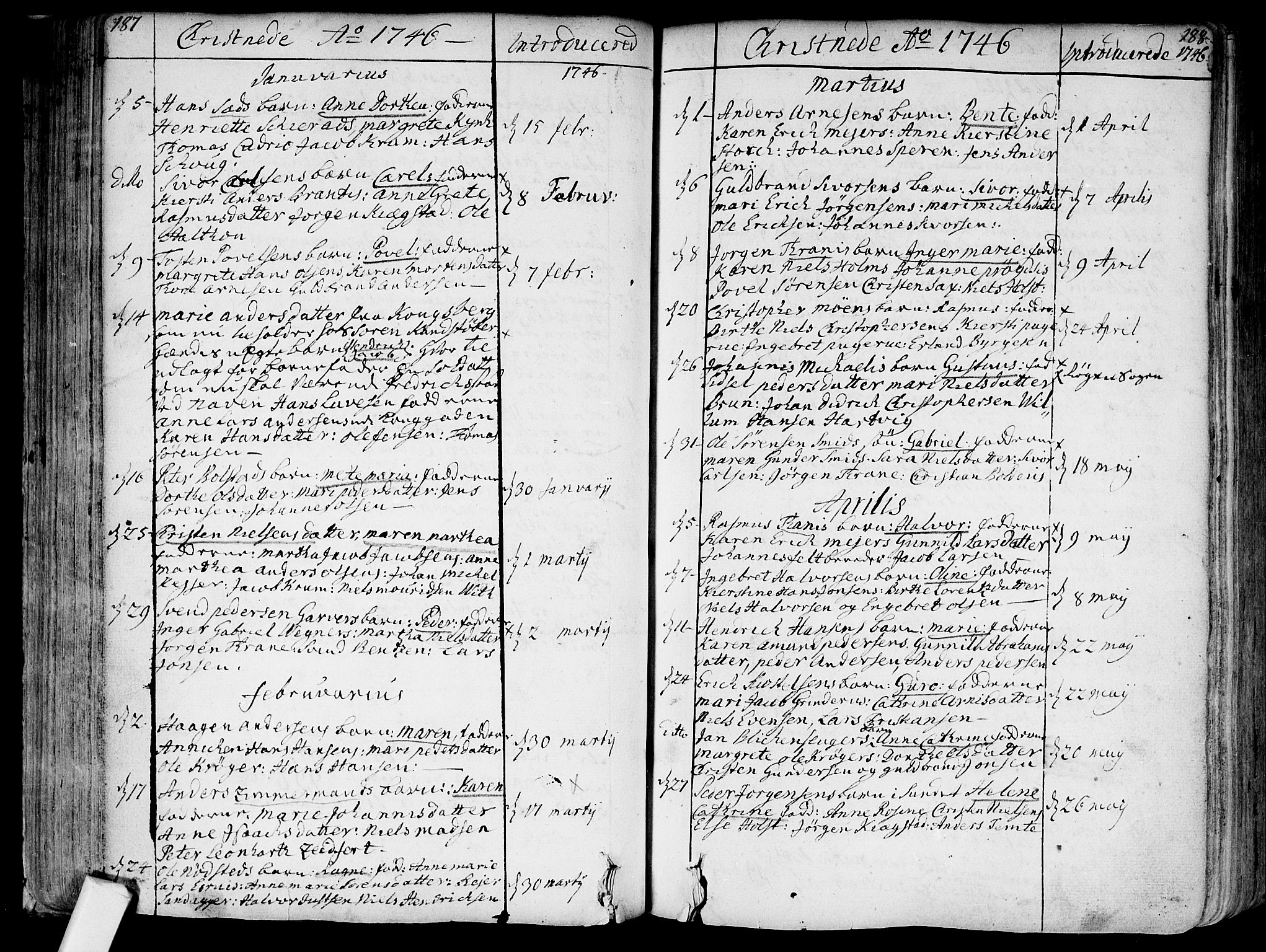 Bragernes kirkebøker, SAKO/A-6/F/Fa/L0004: Parish register (official) no. I 4, 1734-1759, p. 187-188