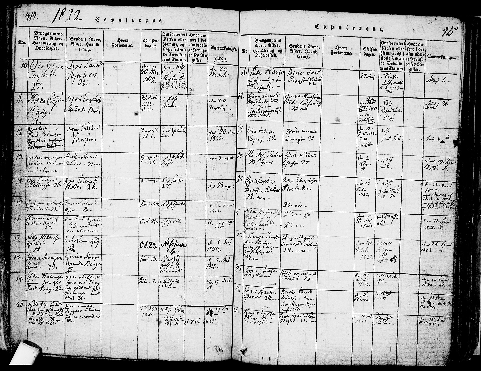 Nes prestekontor Kirkebøker, AV/SAO-A-10410/F/Fa/L0005: Parish register (official) no. I 5, 1815-1835, p. 414-415