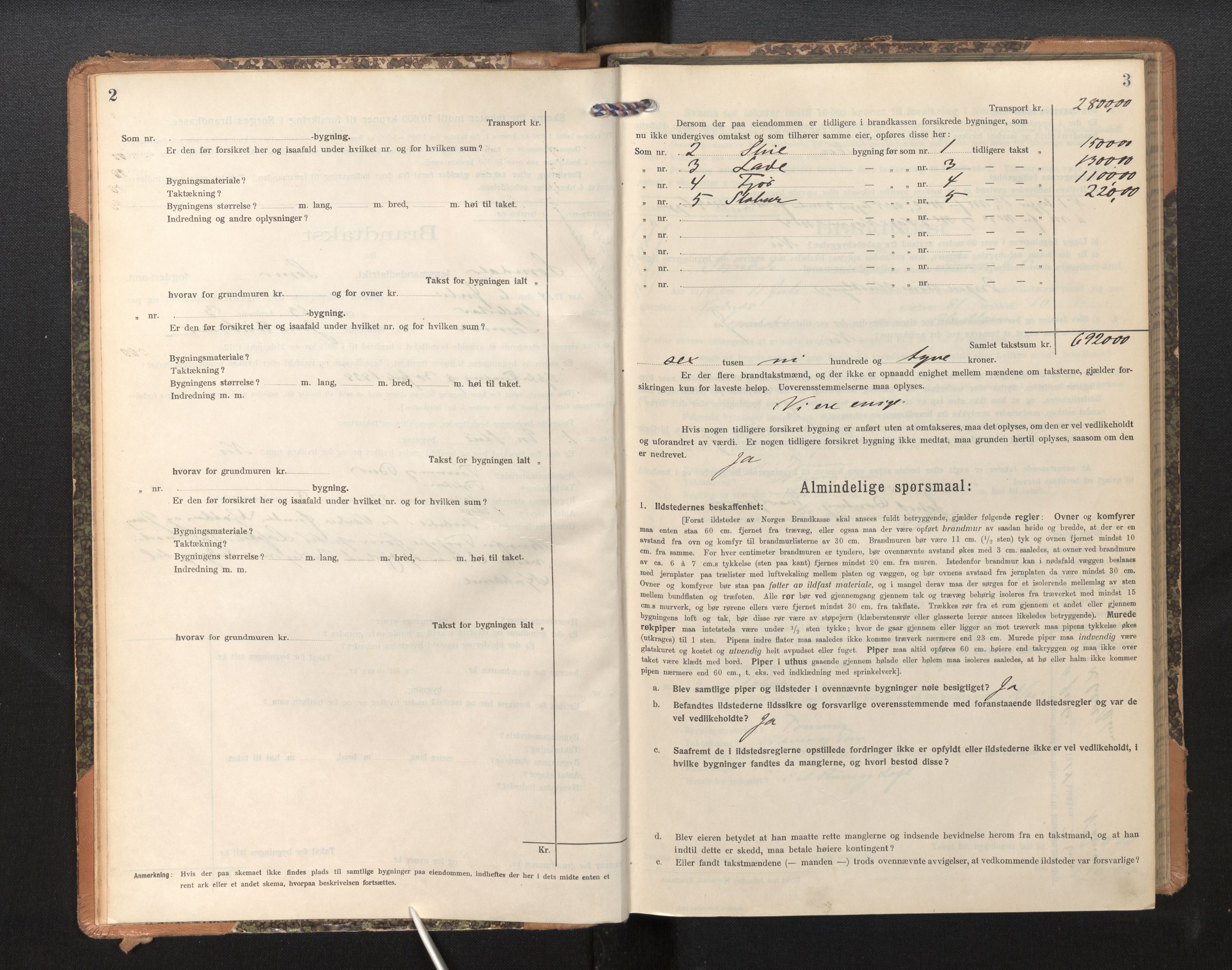 Lensmannen i Sogndal, AV/SAB-A-29901/0012/L0011: Branntakstprotokoll, skjematakst, 1914-1922, p. 2-3