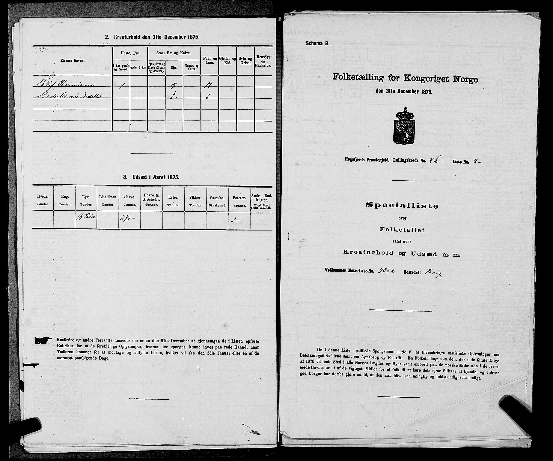 SAST, 1875 census for 1128P Høgsfjord, 1875, p. 730