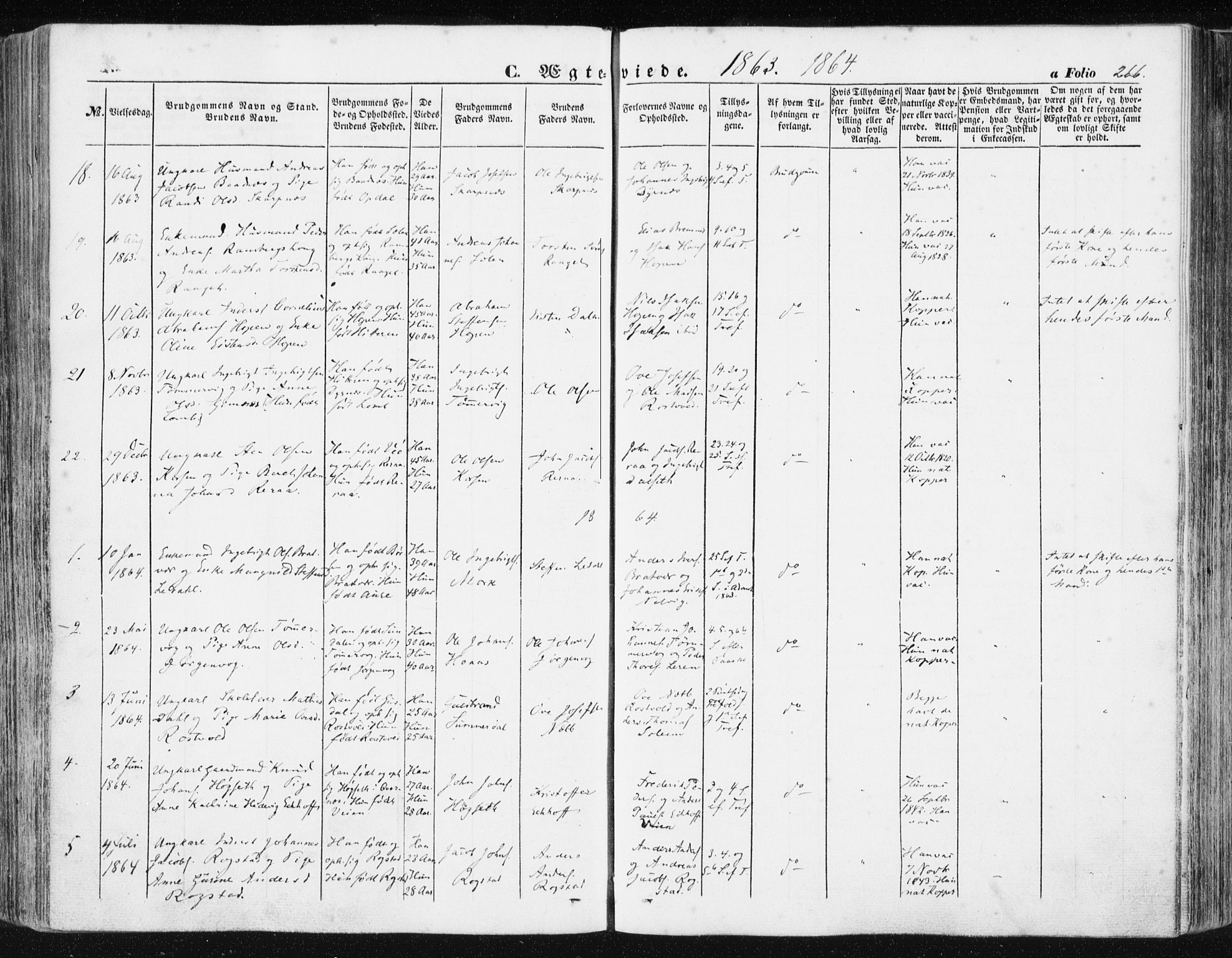 Ministerialprotokoller, klokkerbøker og fødselsregistre - Møre og Romsdal, AV/SAT-A-1454/581/L0937: Parish register (official) no. 581A05, 1853-1872, p. 266