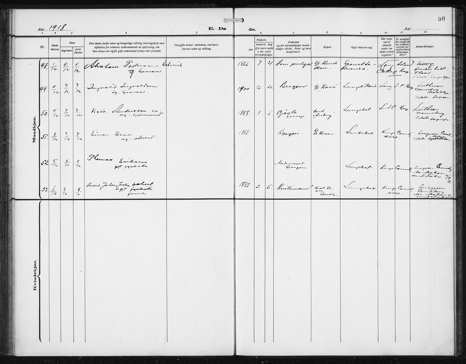 Den norske sjømannsmisjon i utlandet/New York, AV/SAB-SAB/PA-0110/H/Ha/L0007: Parish register (official) no. A 7, 1915-1923, p. 90