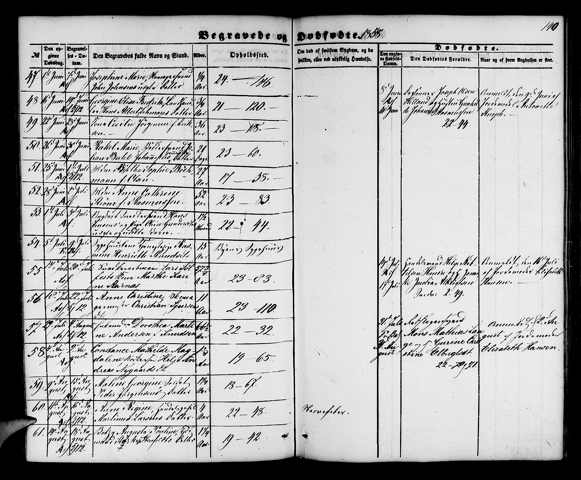 Korskirken sokneprestembete, AV/SAB-A-76101/H/Hab: Parish register (copy) no. E 2, 1851-1871, p. 190