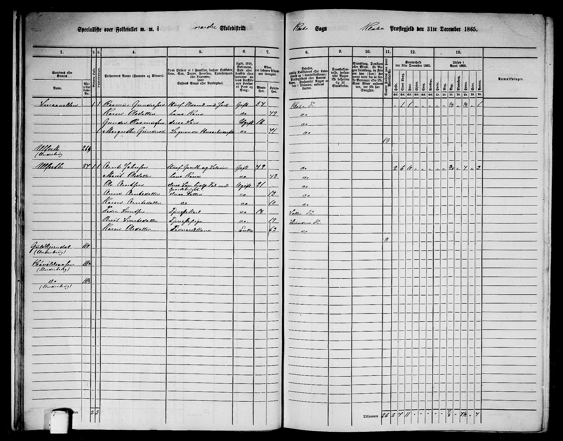 RA, 1865 census for Klæbu, 1865, p. 19