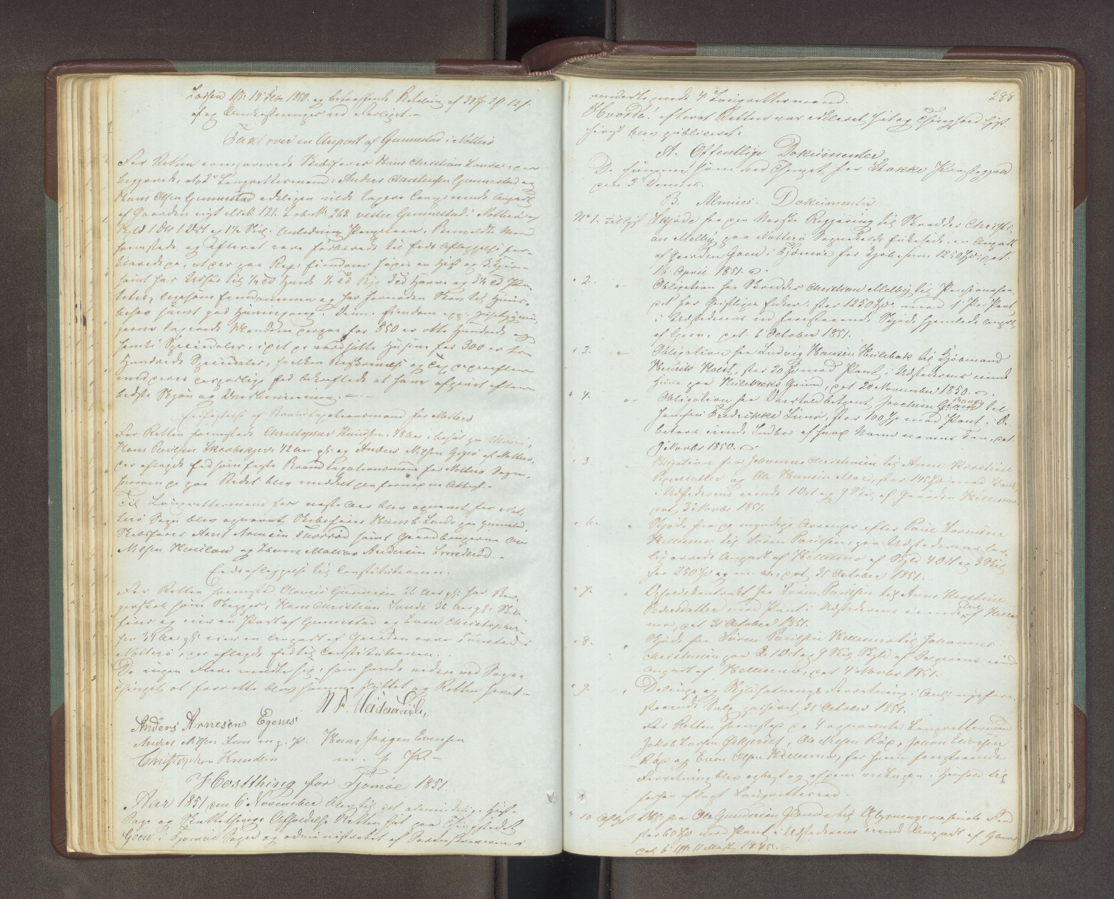 Søndre Jarlsberg sorenskriveri, AV/SAKO-A-129/F/Fa/L0034B: Tingbok, 1850-1856, p. 287b-288a