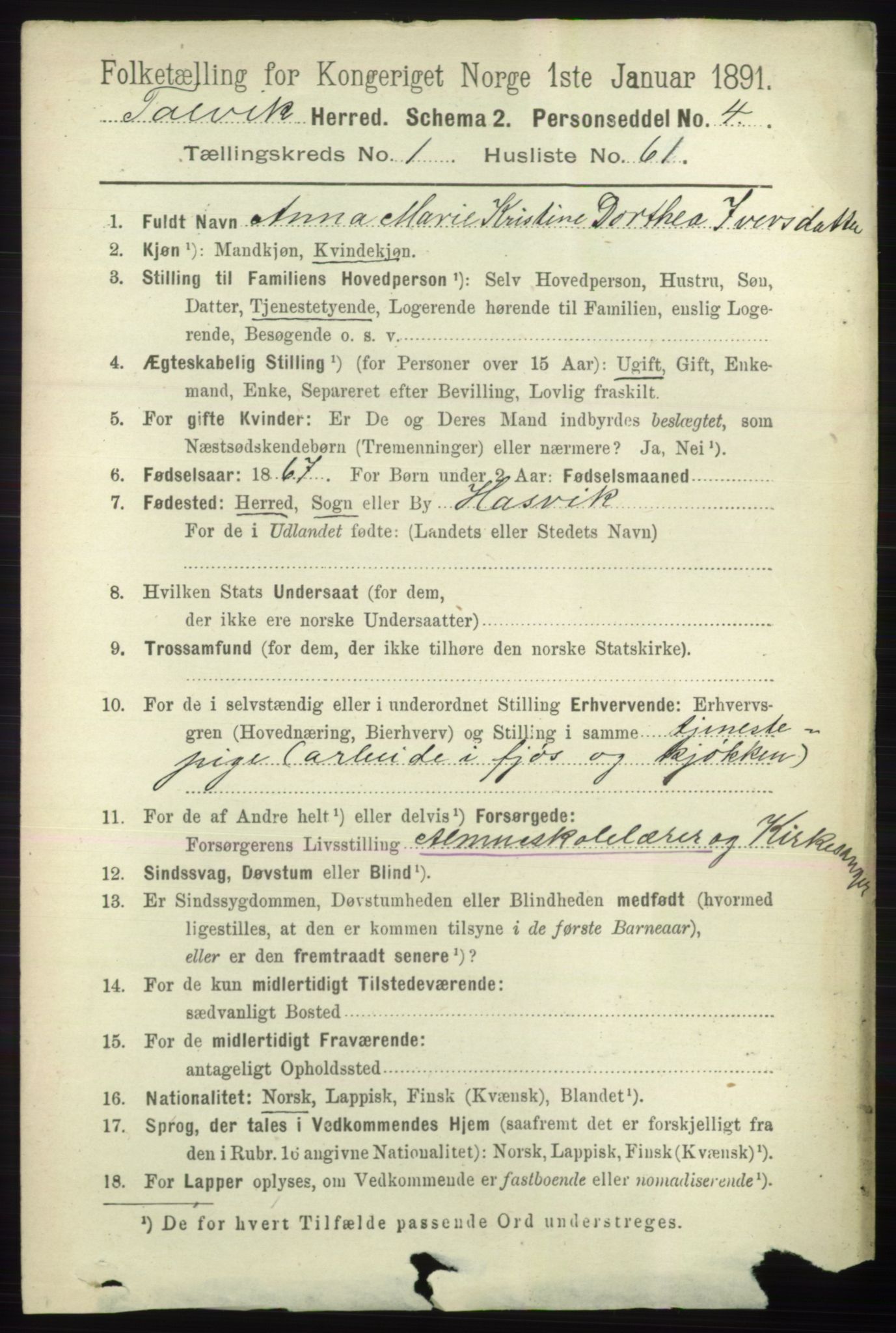 RA, 1891 census for 2013 Talvik, 1891, p. 488