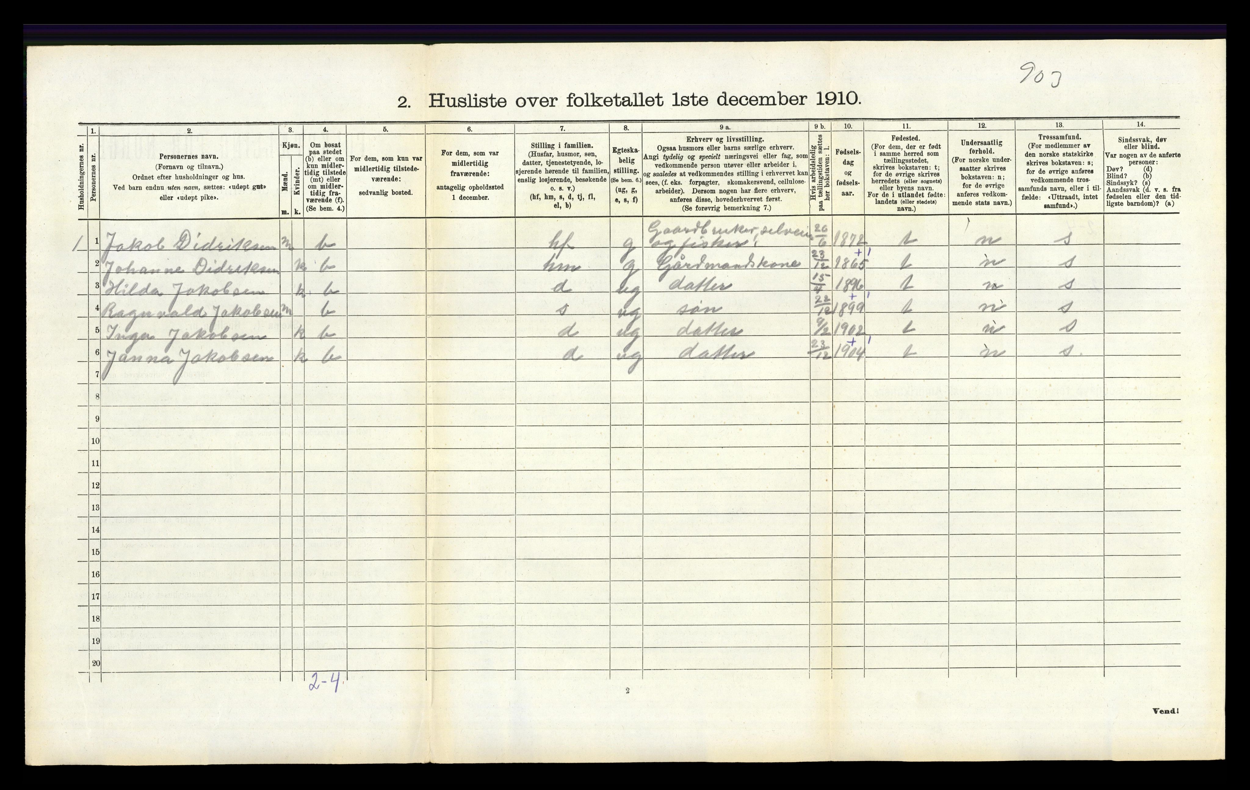 RA, 1910 census for Eigersund, 1910, p. 289