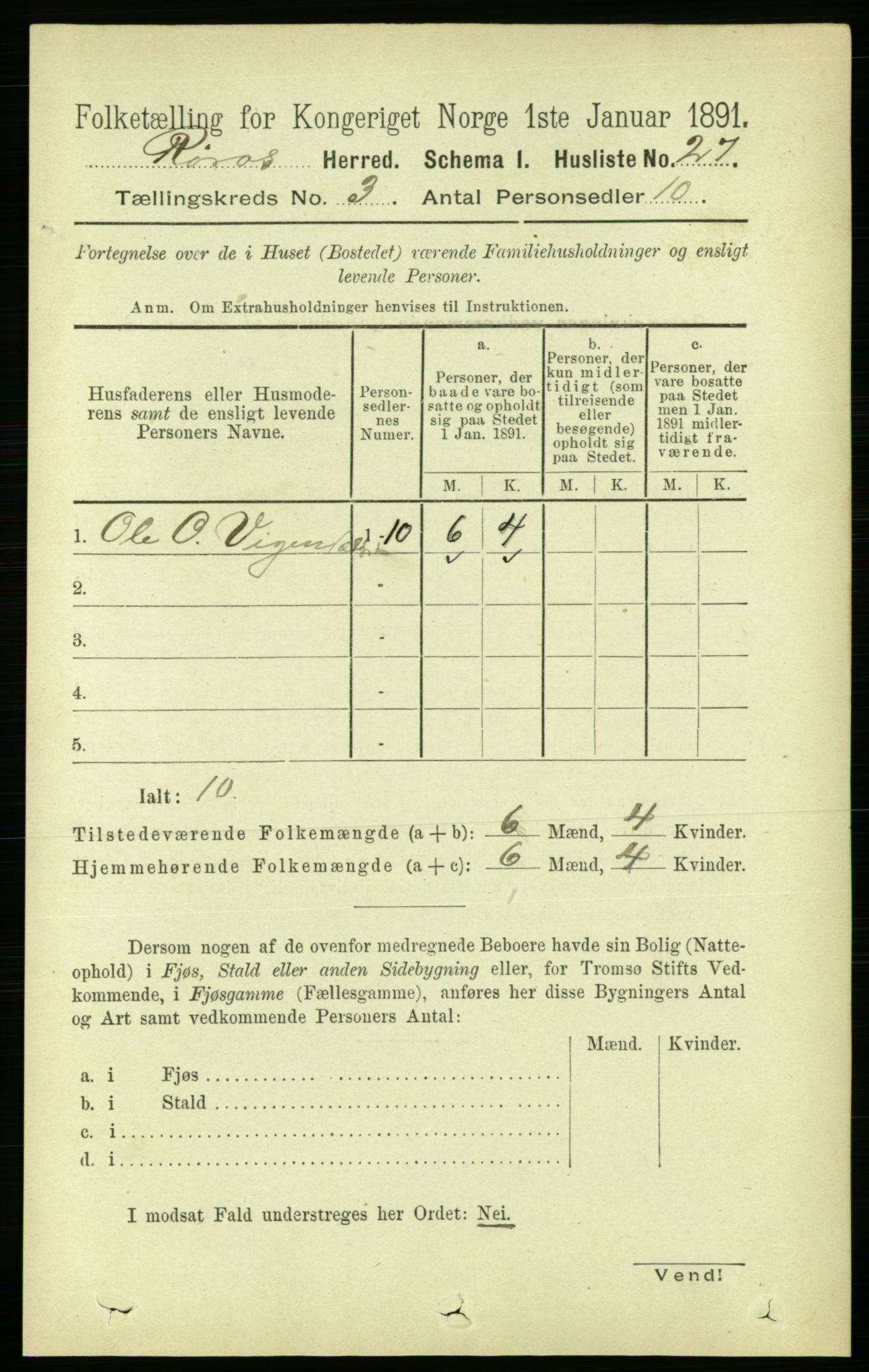 RA, 1891 census for 1640 Røros, 1891, p. 515