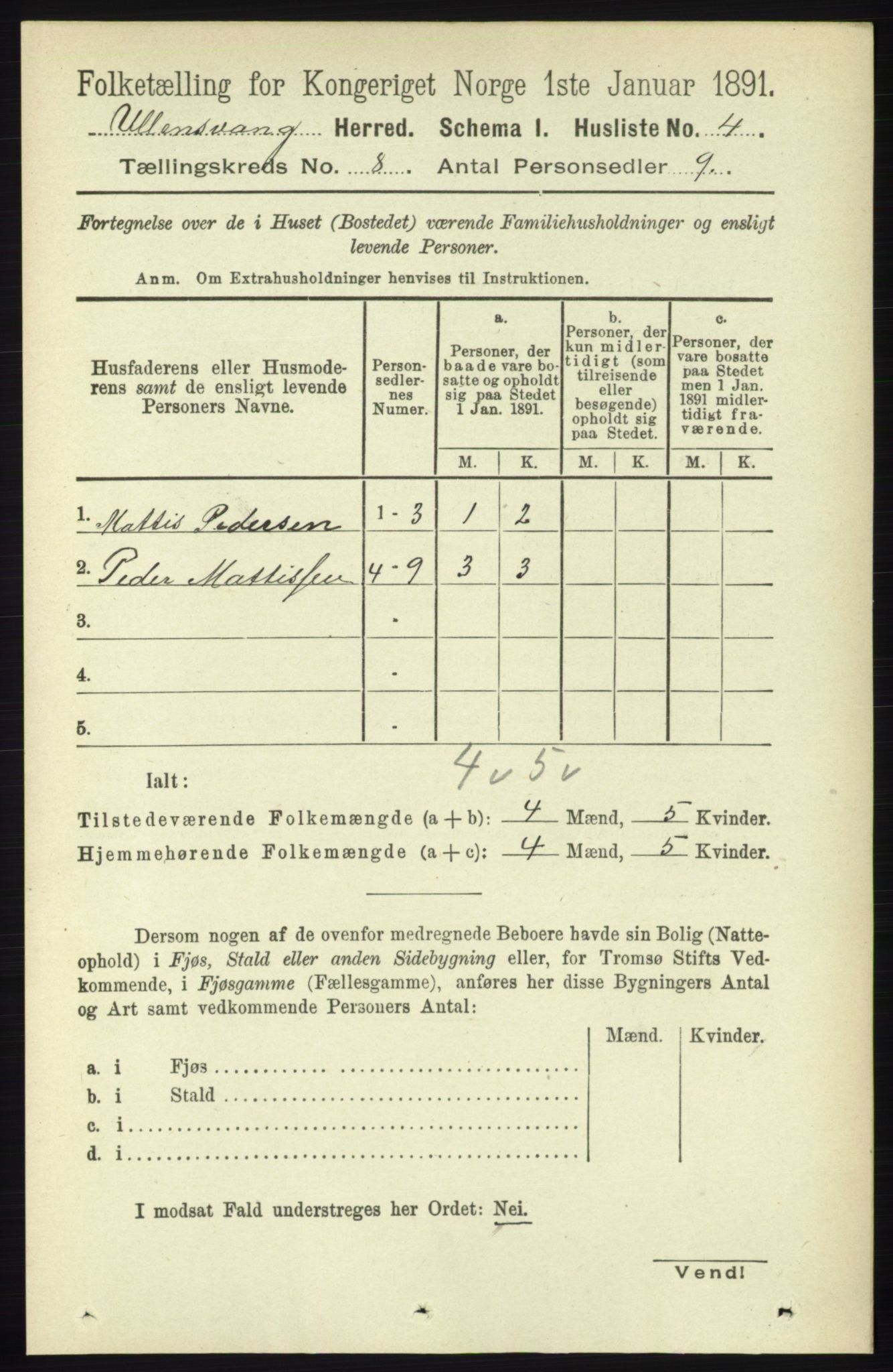 RA, 1891 census for 1230 Ullensvang, 1891, p. 2646