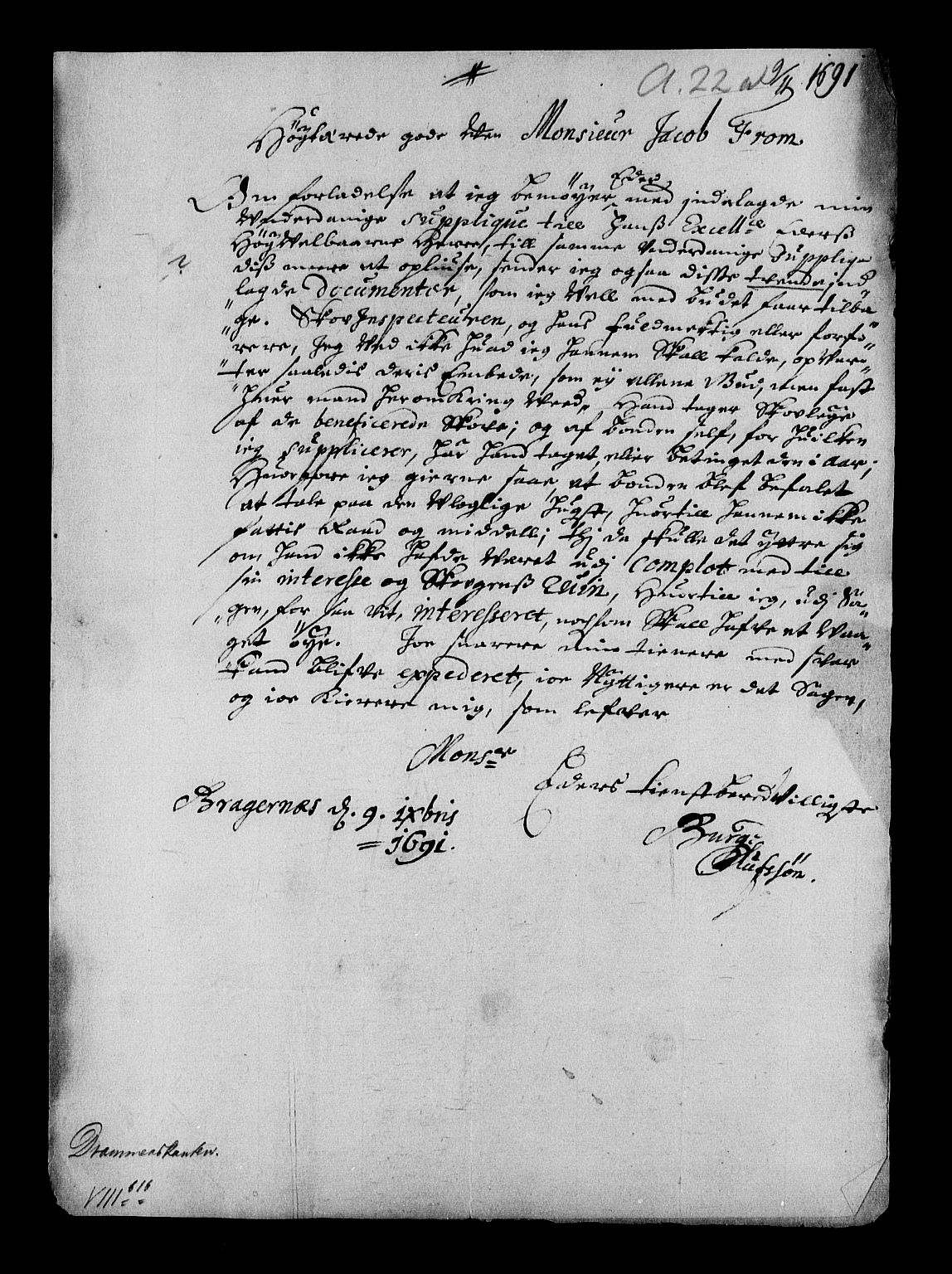 Stattholderembetet 1572-1771, RA/EA-2870/Af/L0004: Avskrifter av vedlegg til originale supplikker, nummerert i samsvar med supplikkbøkene, 1691-1694, p. 115