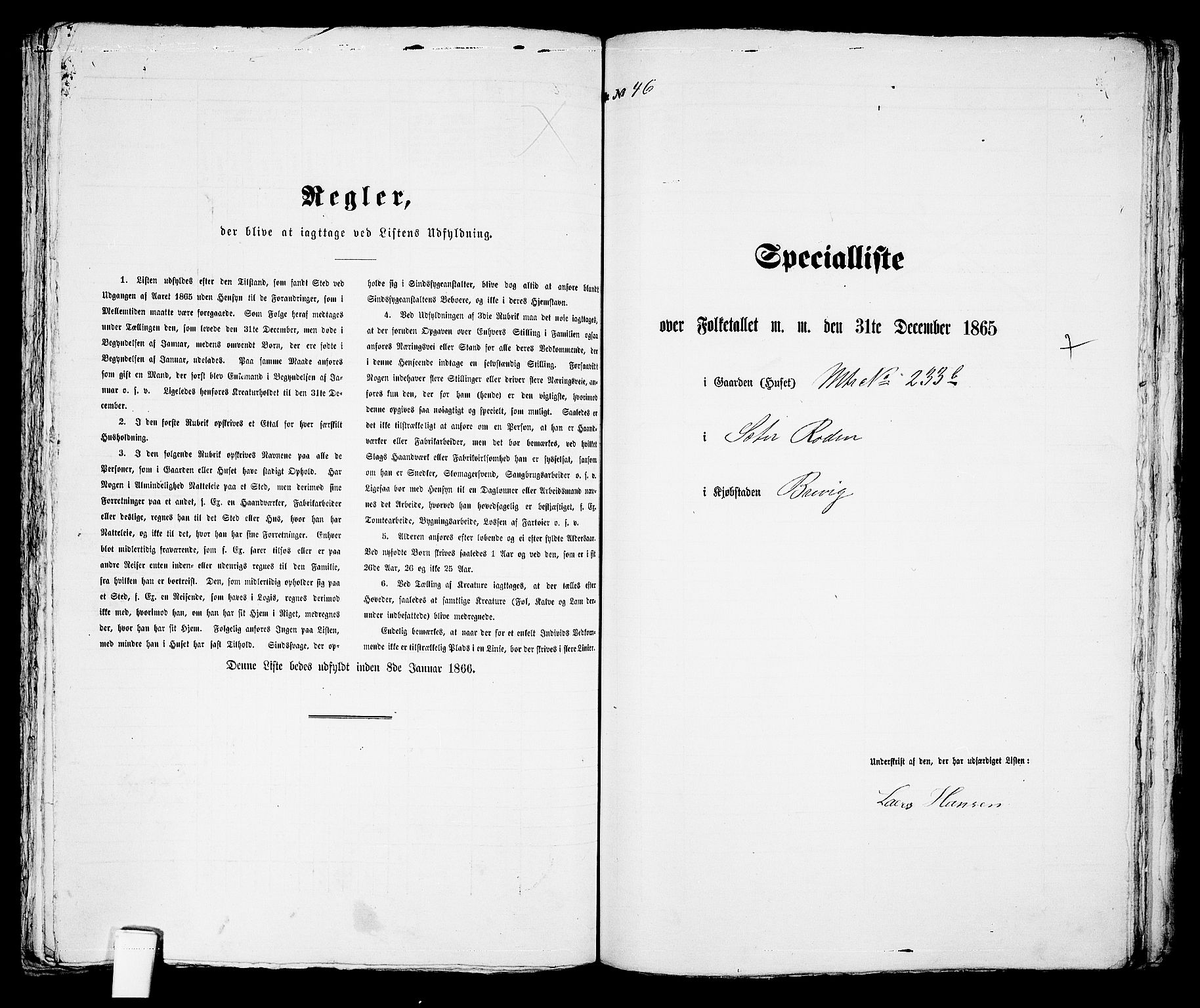 RA, 1865 census for Brevik, 1865, p. 302