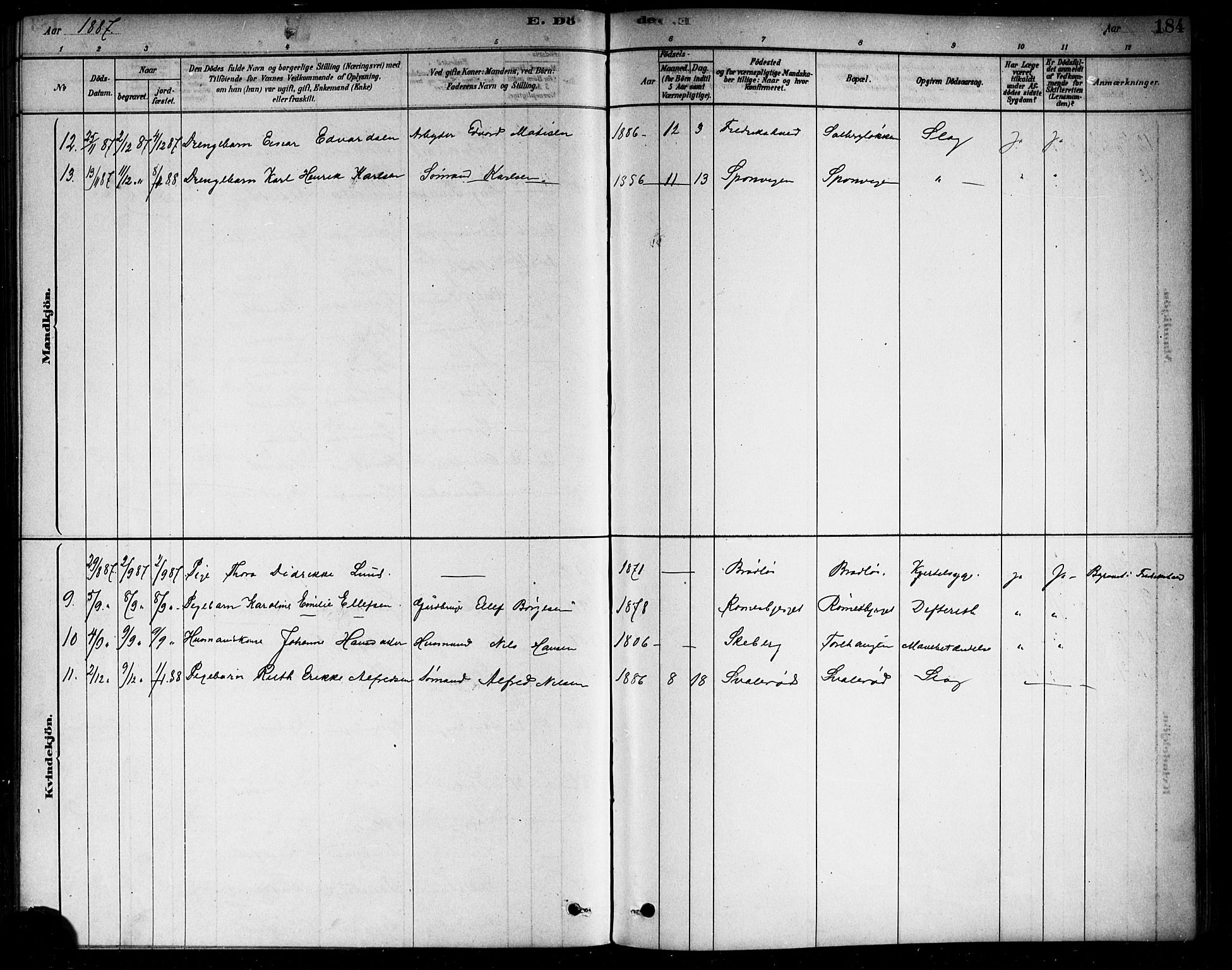Berg prestekontor Kirkebøker, SAO/A-10902/F/Fa/L0006: Parish register (official) no. I 6, 1878-1887, p. 184