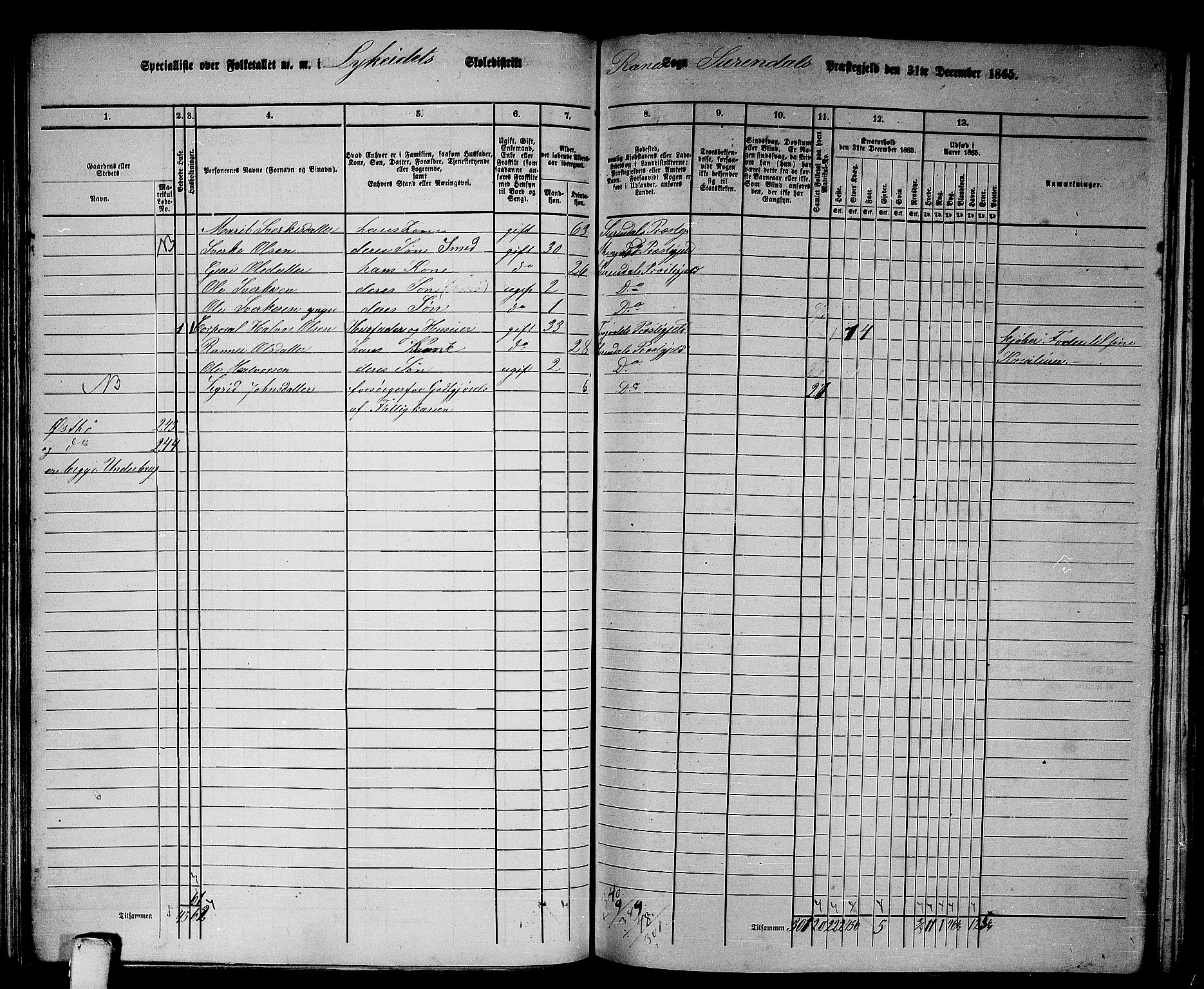 RA, 1865 census for Surnadal, 1865, p. 107