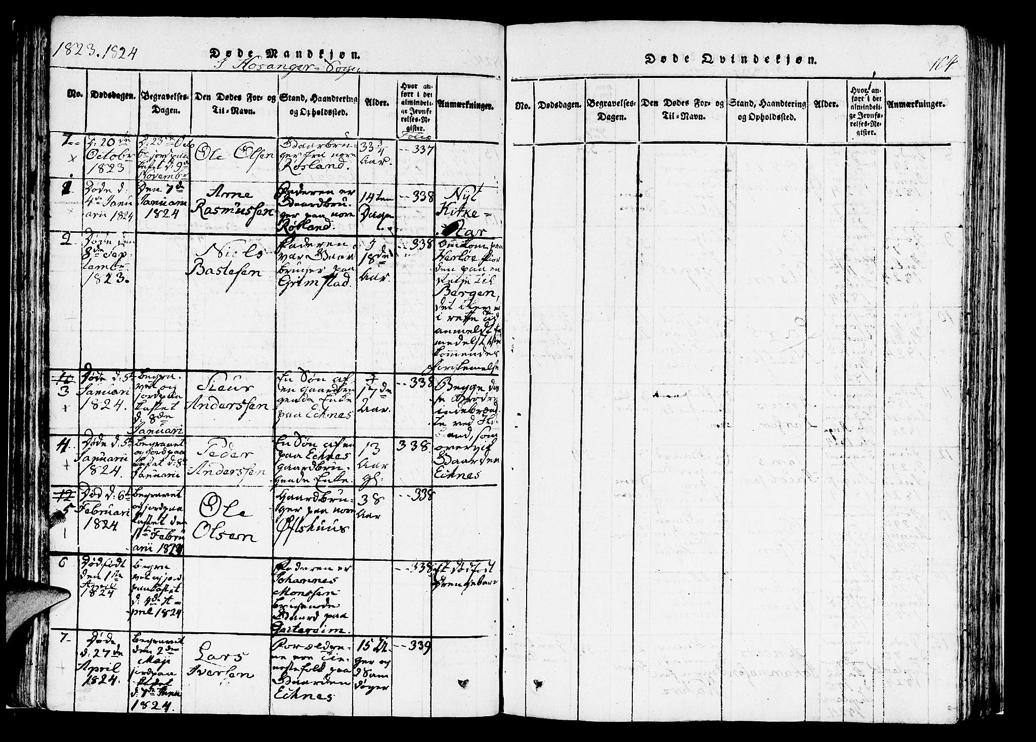 Hosanger sokneprestembete, SAB/A-75801/H/Haa: Parish register (official) no. A 5, 1815-1824, p. 104