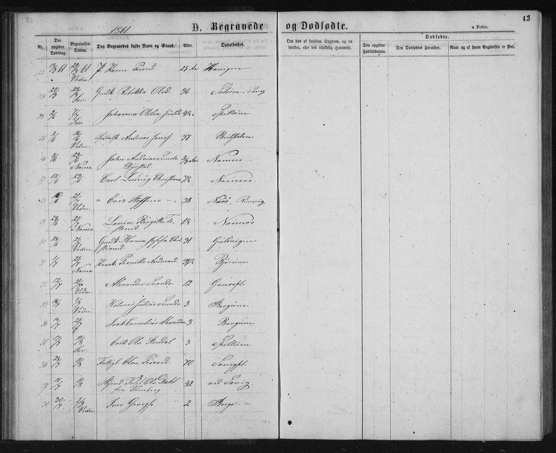 Ministerialprotokoller, klokkerbøker og fødselsregistre - Nord-Trøndelag, AV/SAT-A-1458/768/L0569: Parish register (official) no. 768A04, 1836-1865, p. 43