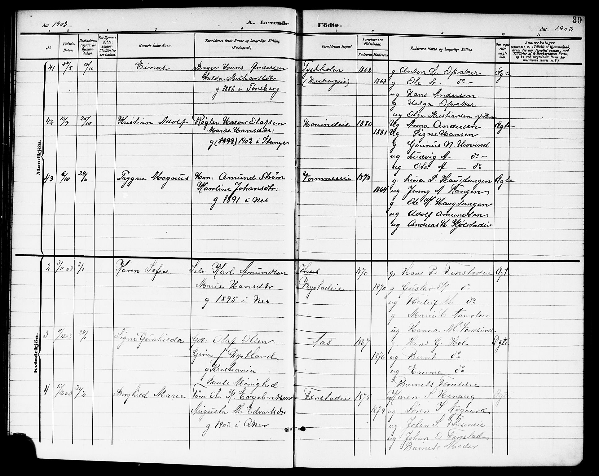 Nes prestekontor Kirkebøker, AV/SAO-A-10410/G/Ga/L0002: Parish register (copy) no. I 2, 1901-1912, p. 39