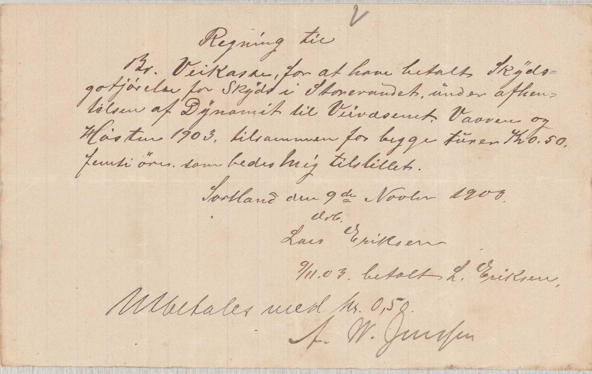 Finnaas kommune. Formannskapet, IKAH/1218a-021/E/Ea/L0002/0002: Rekneskap for veganlegg / Rekneskap for veganlegget Urangsvåg - Mælandsvåg, 1901-1903, p. 151