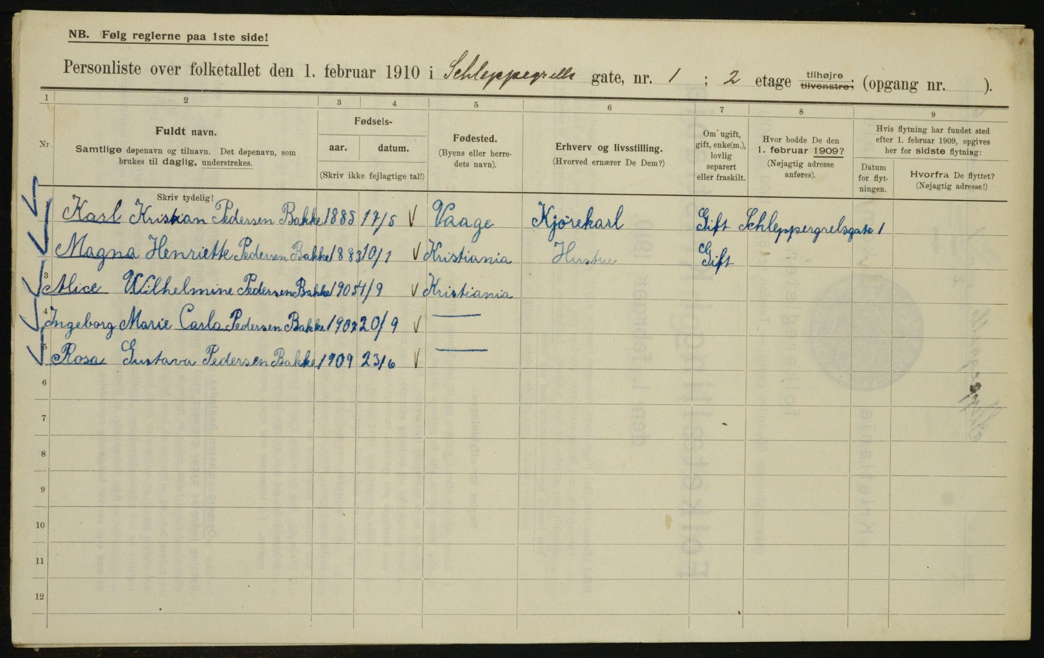 OBA, Municipal Census 1910 for Kristiania, 1910, p. 85630