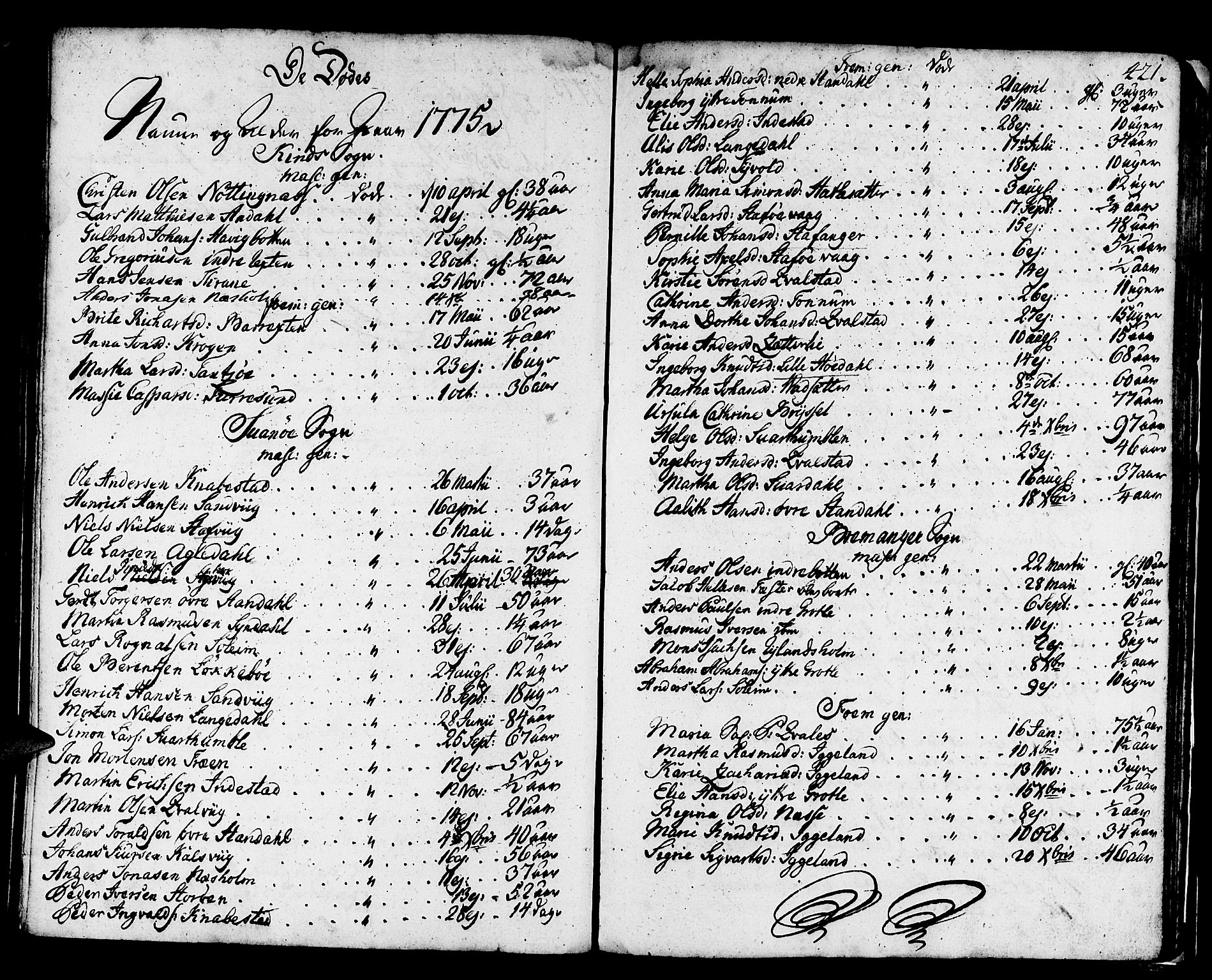 Kinn sokneprestembete, AV/SAB-A-80801/H/Haa/Haaa/L0002: Parish register (official) no. A 2, 1729-1785, p. 421