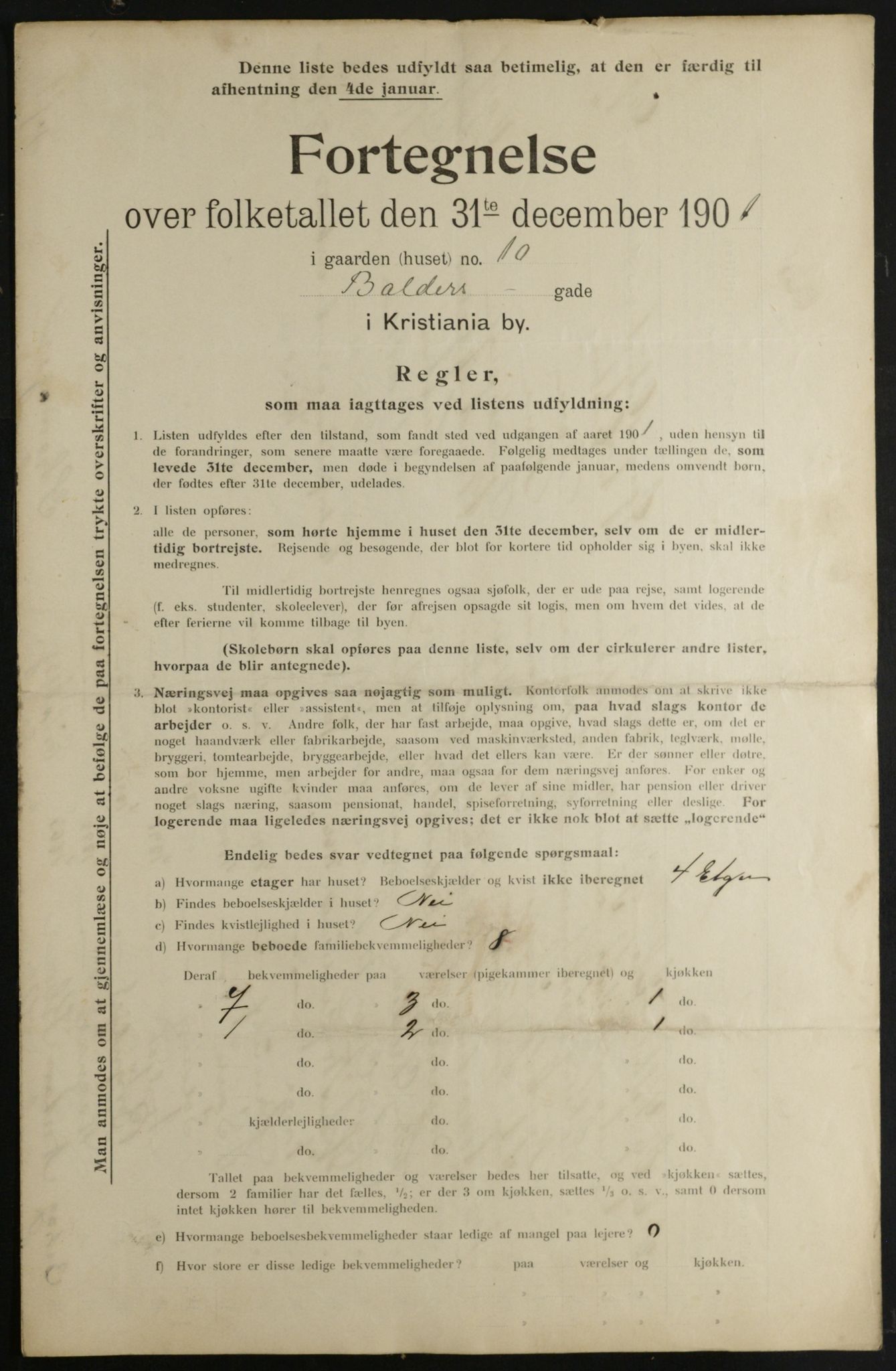 OBA, Municipal Census 1901 for Kristiania, 1901, p. 624