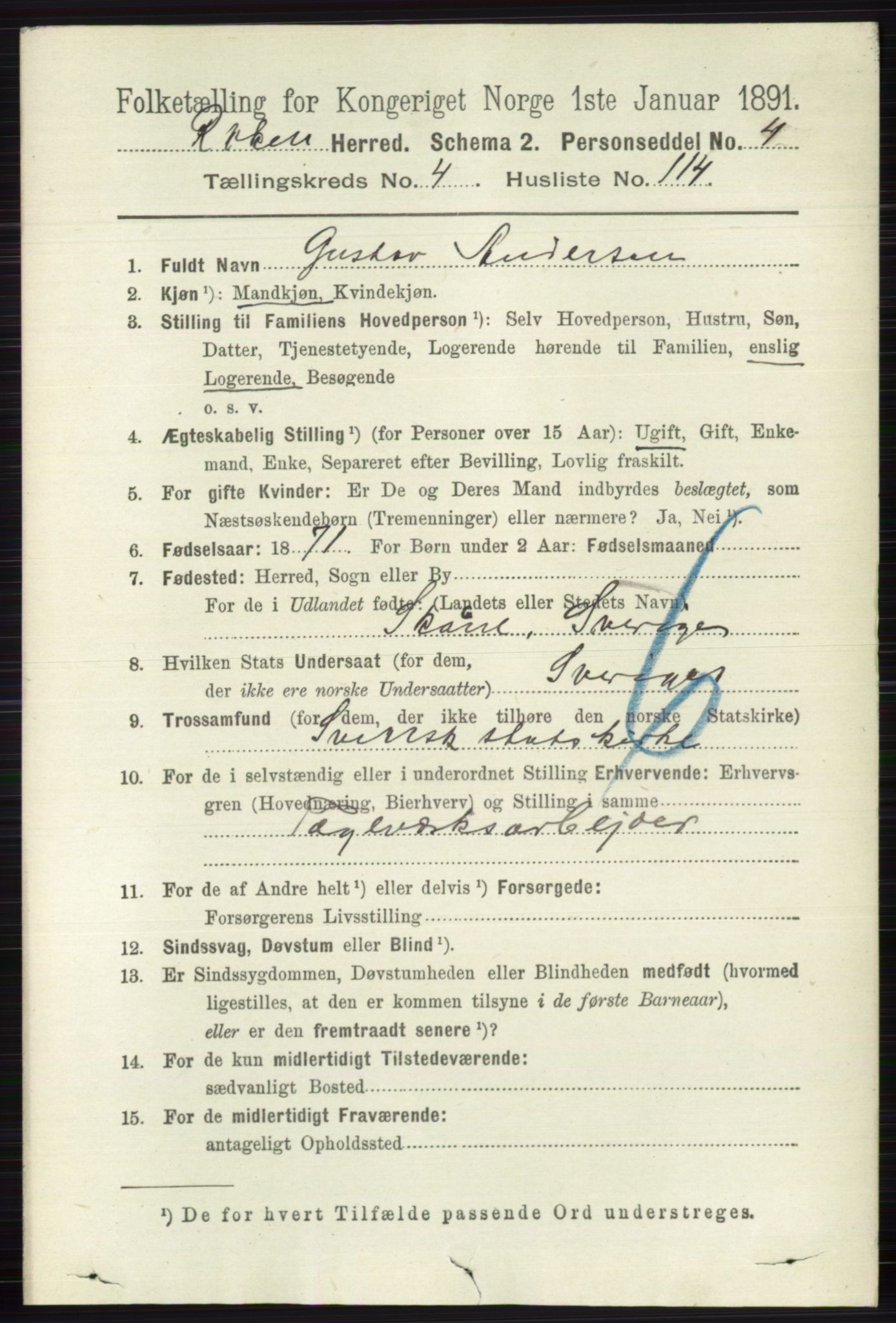 RA, 1891 census for 0627 Røyken, 1891, p. 2738