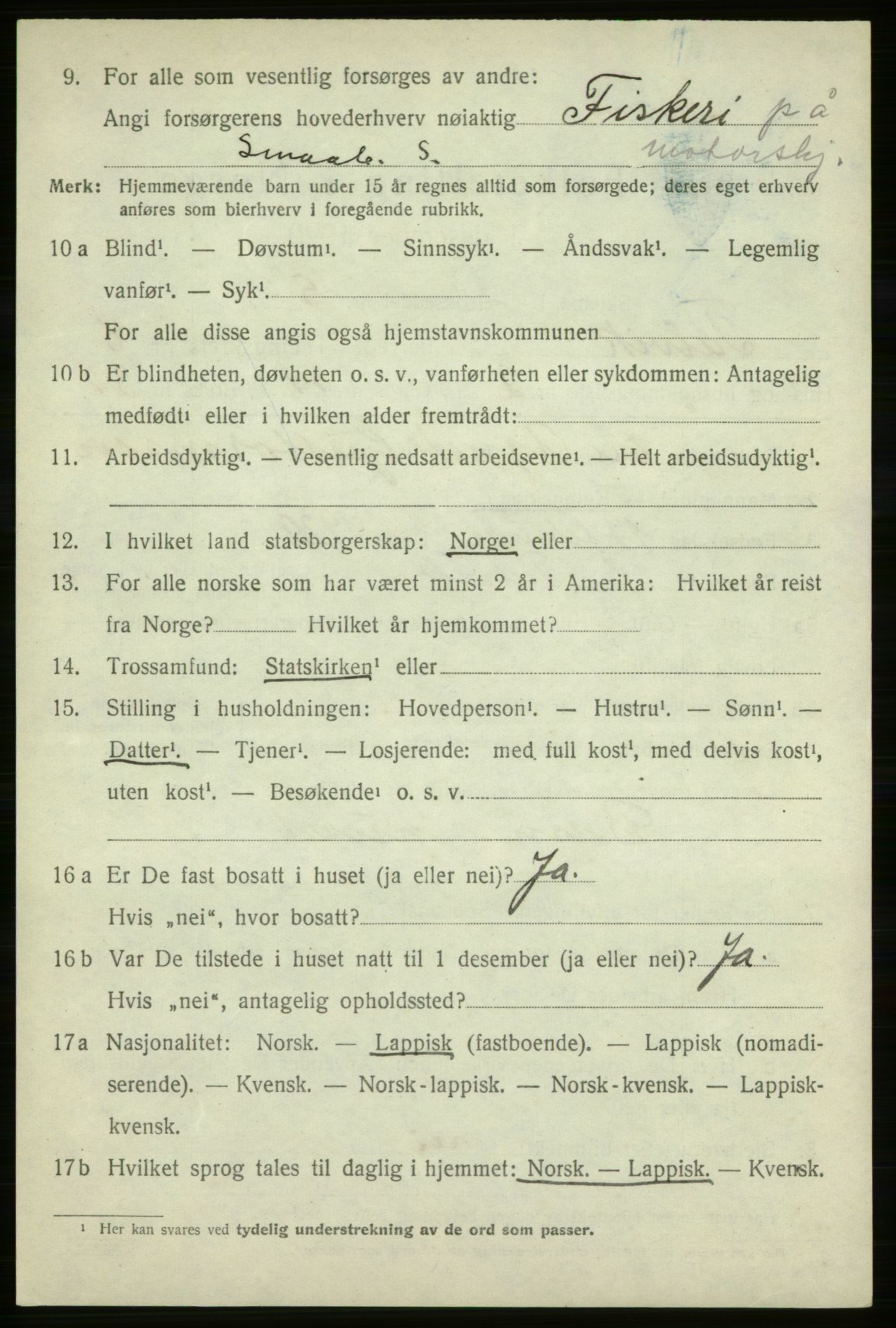 SATØ, 1920 census for Talvik, 1920, p. 5001