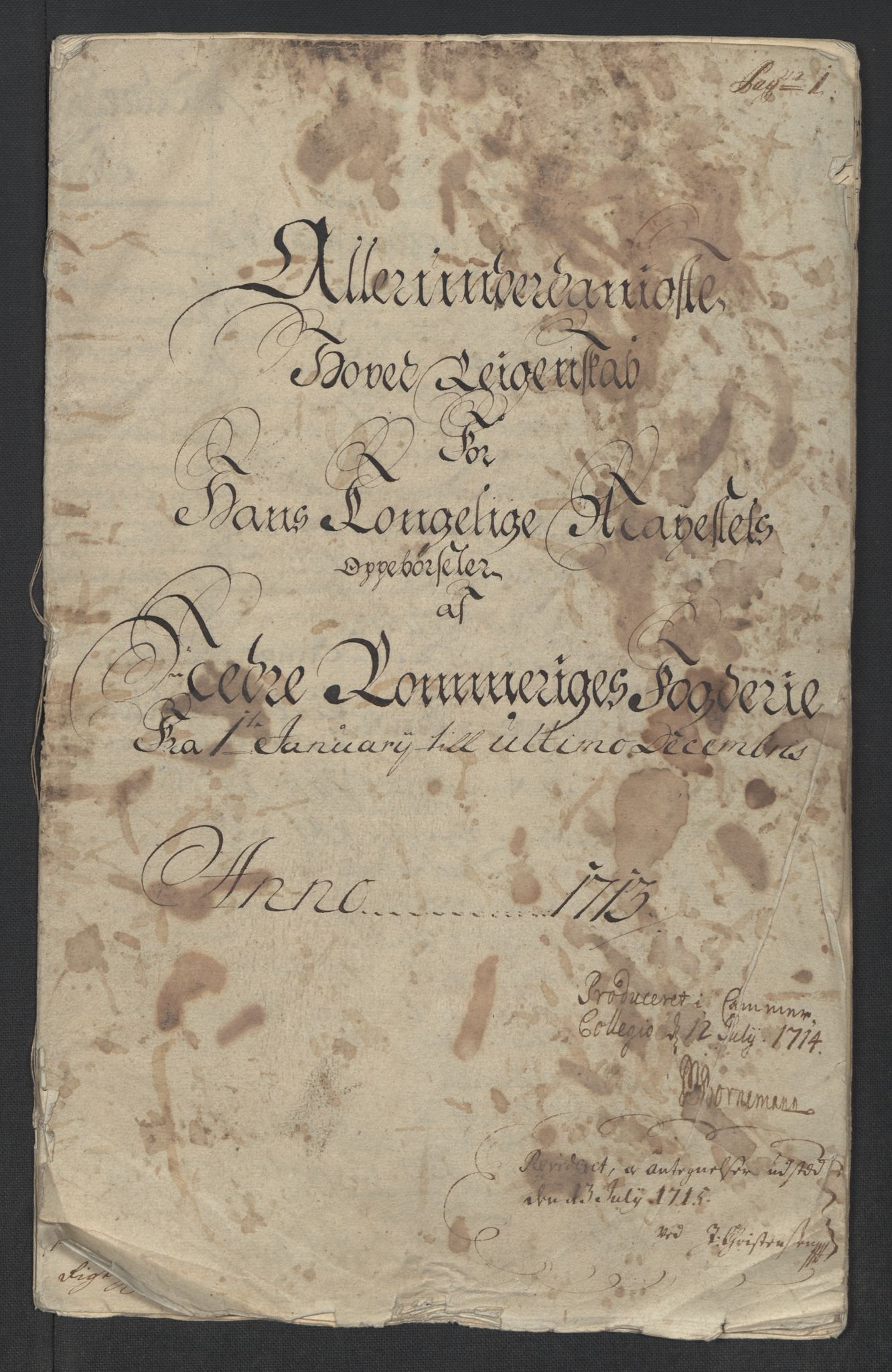 Rentekammeret inntil 1814, Reviderte regnskaper, Fogderegnskap, RA/EA-4092/R11/L0595: Fogderegnskap Nedre Romerike, 1713, p. 3