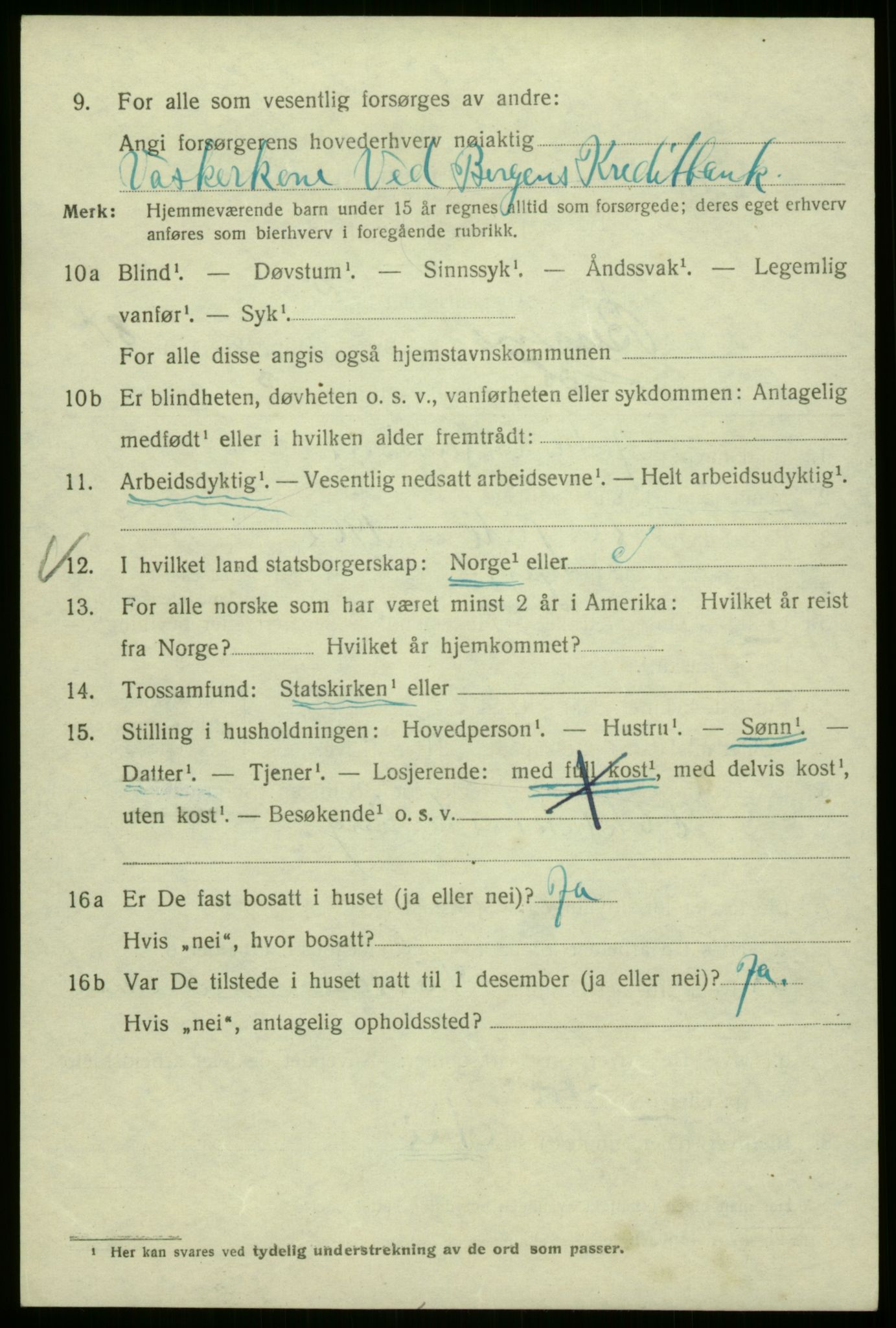 SAB, 1920 census for Bergen, 1920, p. 156634