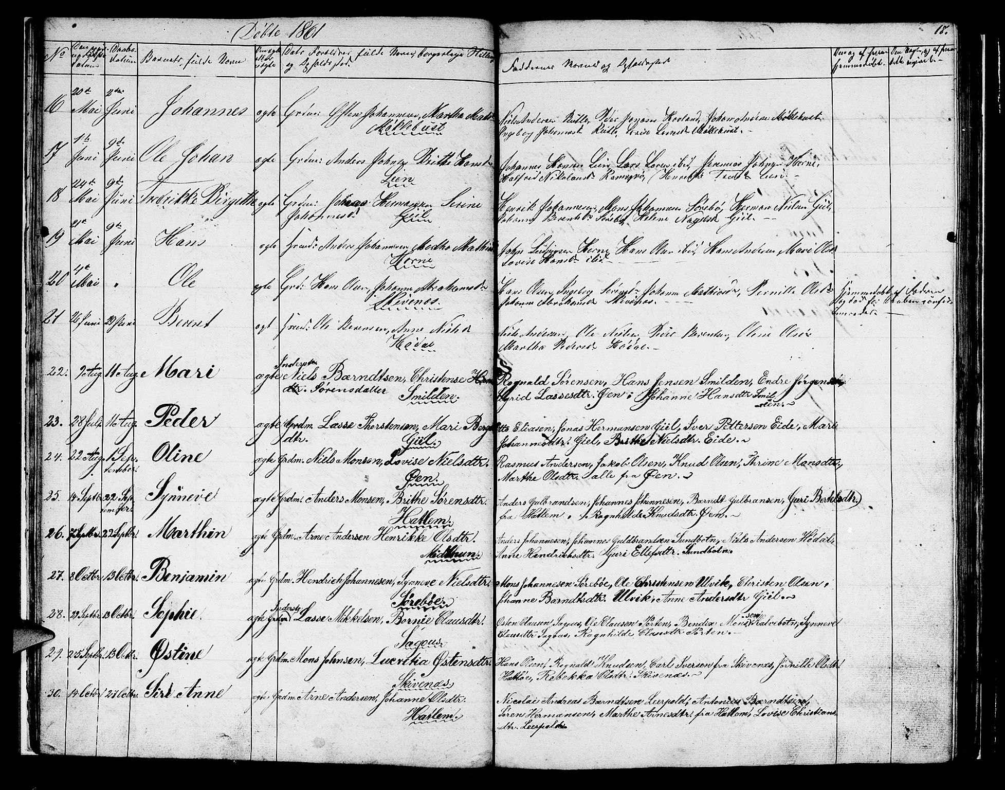 Hyllestad sokneprestembete, AV/SAB-A-80401: Parish register (copy) no. C 1, 1853-1873, p. 18