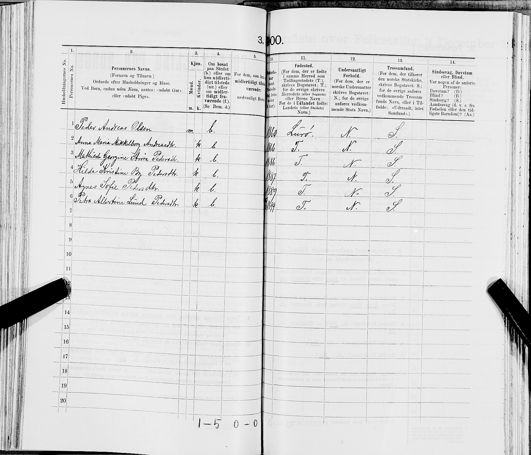 SAT, 1900 census for Træna, 1900, p. 179