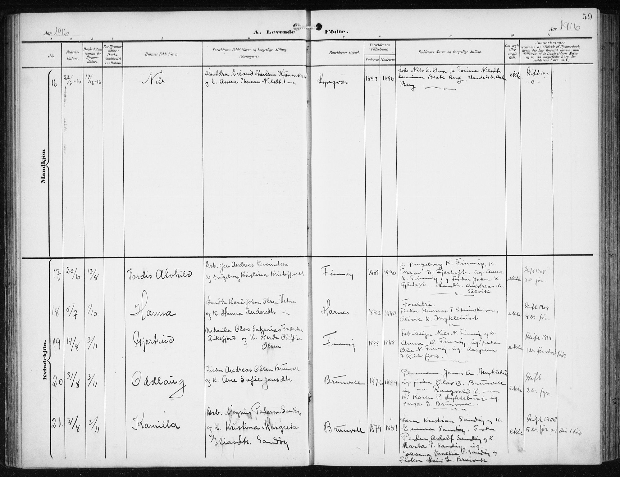 Ministerialprotokoller, klokkerbøker og fødselsregistre - Møre og Romsdal, SAT/A-1454/561/L0733: Parish register (copy) no. 561C03, 1900-1940, p. 59