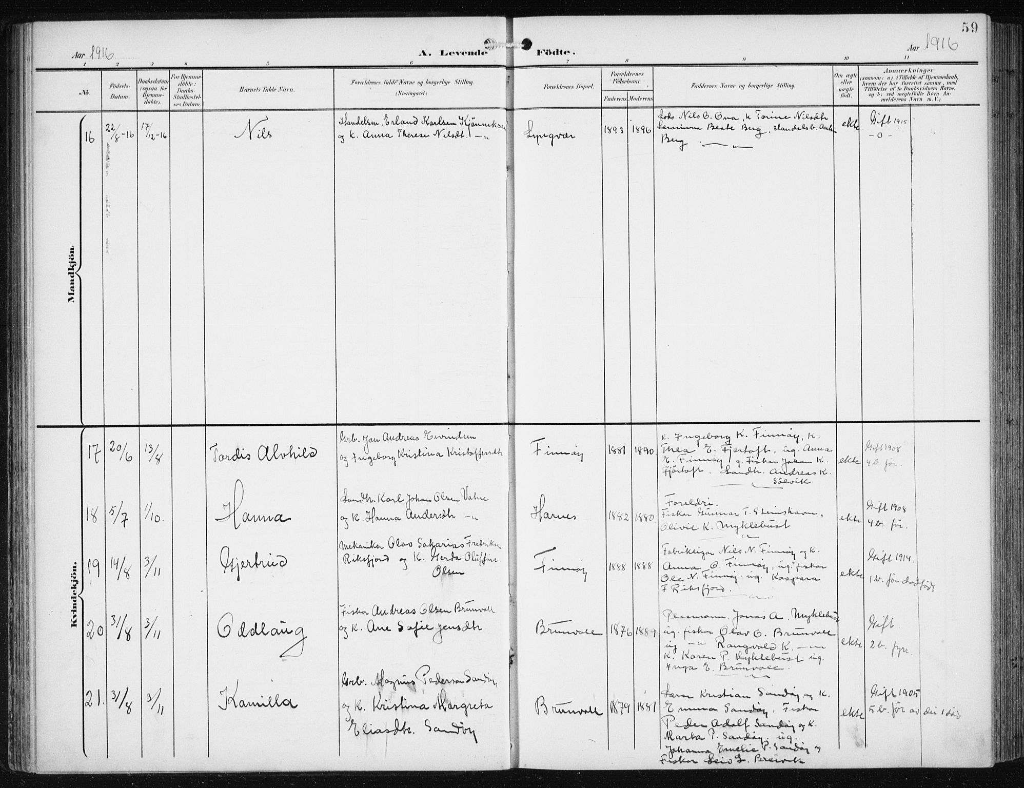 Ministerialprotokoller, klokkerbøker og fødselsregistre - Møre og Romsdal, AV/SAT-A-1454/561/L0733: Parish register (copy) no. 561C03, 1900-1940, p. 59