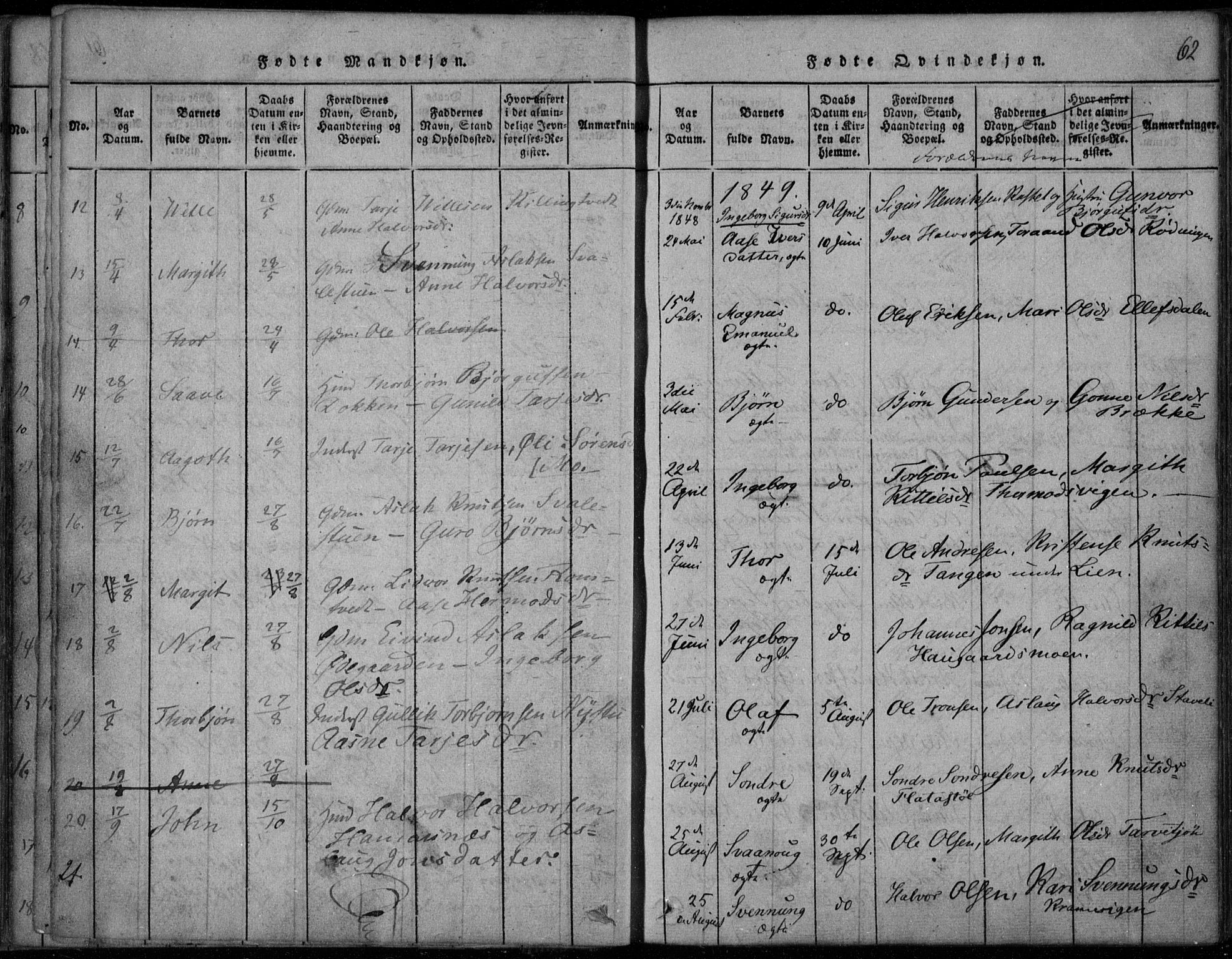 Rauland kirkebøker, SAKO/A-292/F/Fa/L0001: Parish register (official) no. 1, 1814-1859, p. 62