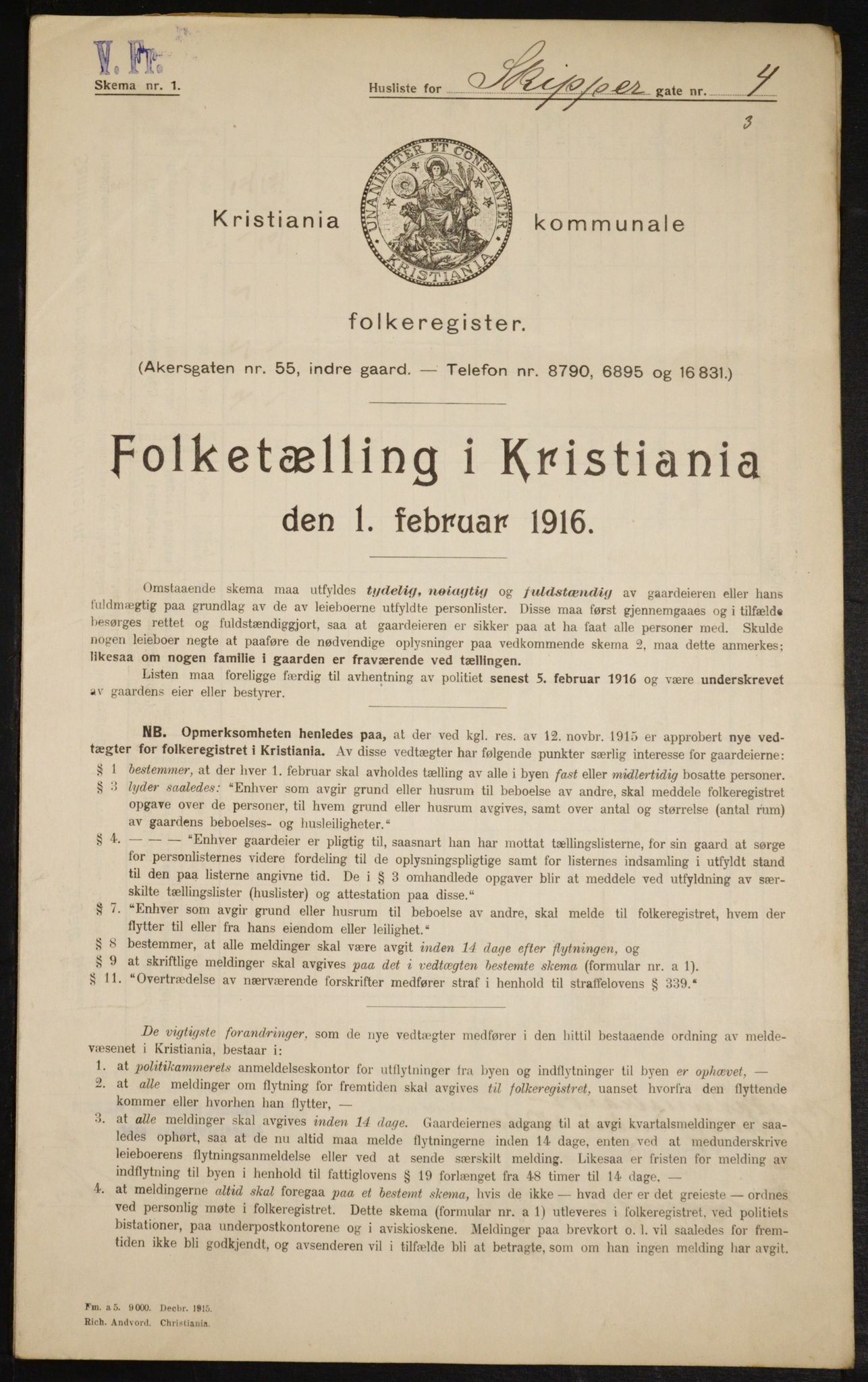 OBA, Municipal Census 1916 for Kristiania, 1916, p. 97917