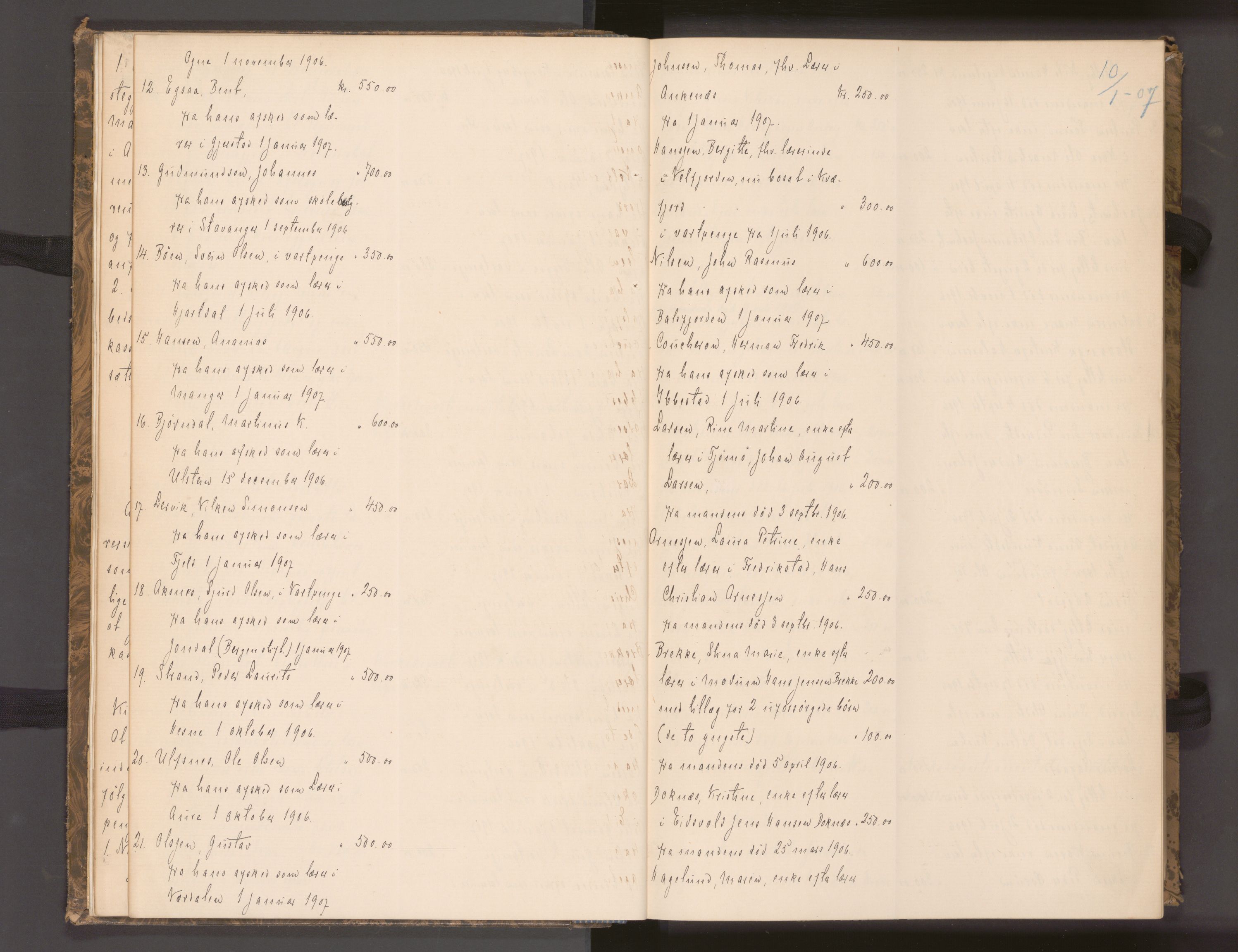Statsrådssekretariatet, AV/RA-S-1001/A/Ac/L0006: Kgl. res. nr. 1-873, 1. kvartal, 1907
