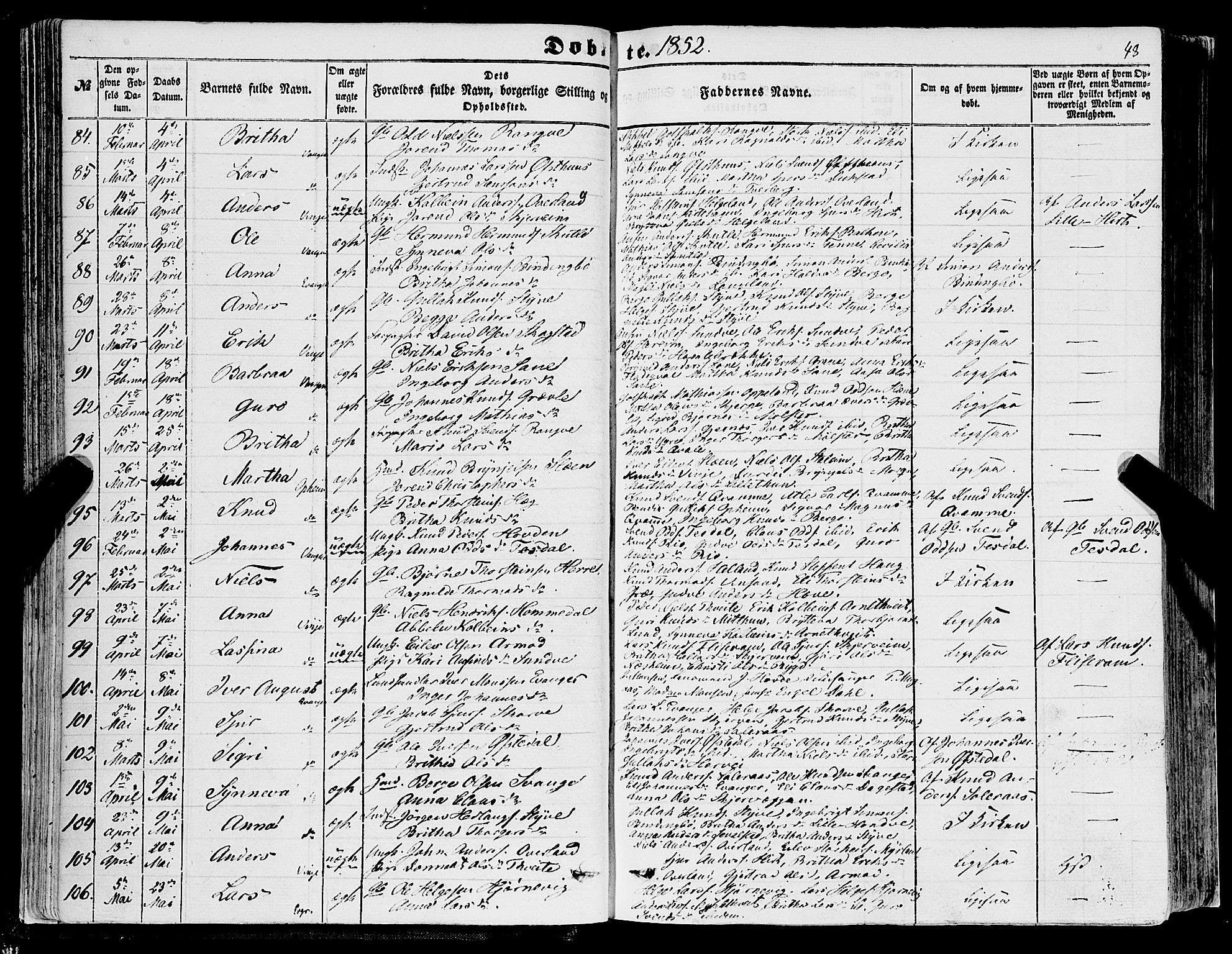 Voss sokneprestembete, SAB/A-79001/H/Haa: Parish register (official) no. A 16, 1849-1863, p. 48