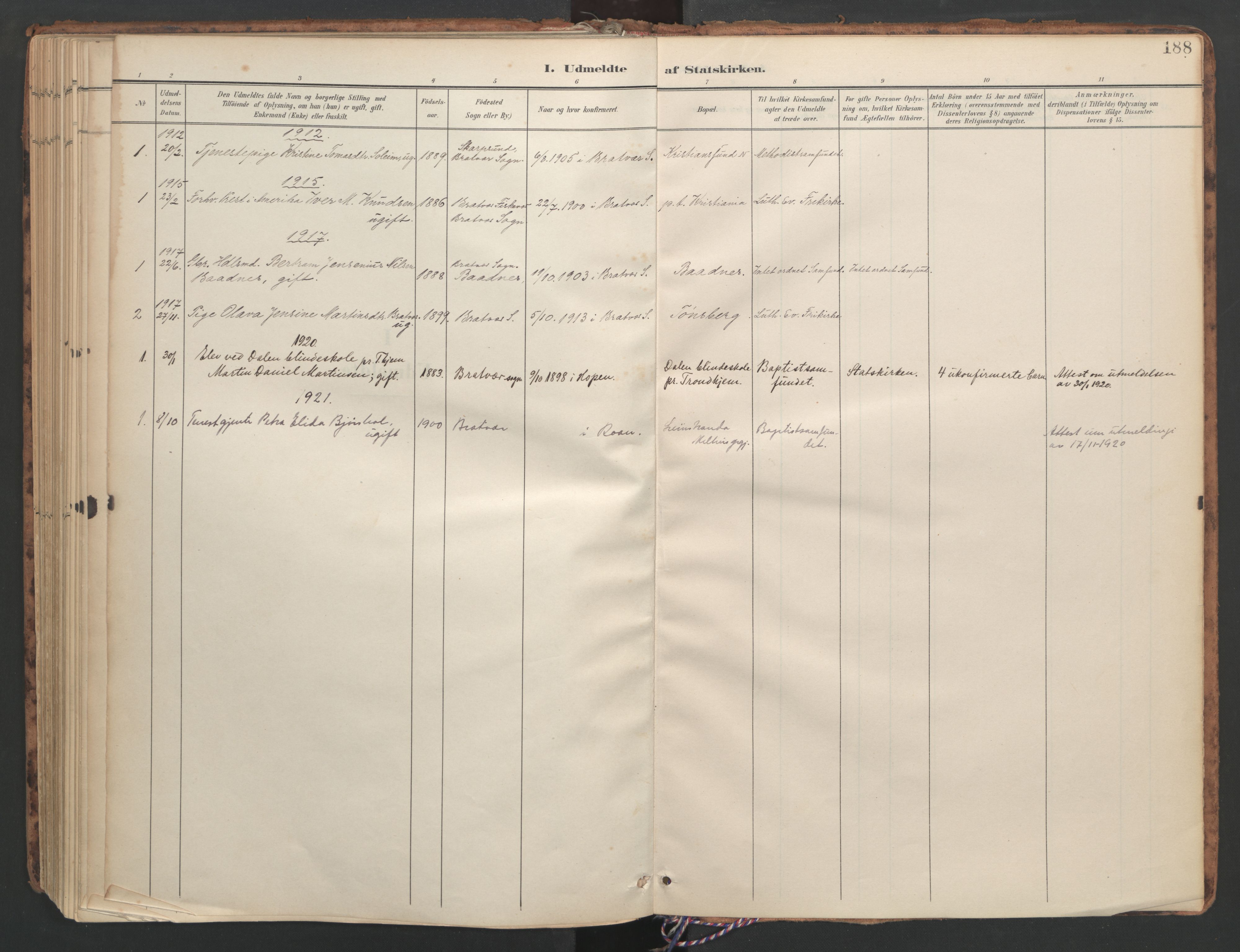 Ministerialprotokoller, klokkerbøker og fødselsregistre - Møre og Romsdal, SAT/A-1454/582/L0948: Parish register (official) no. 582A02, 1901-1922, p. 188