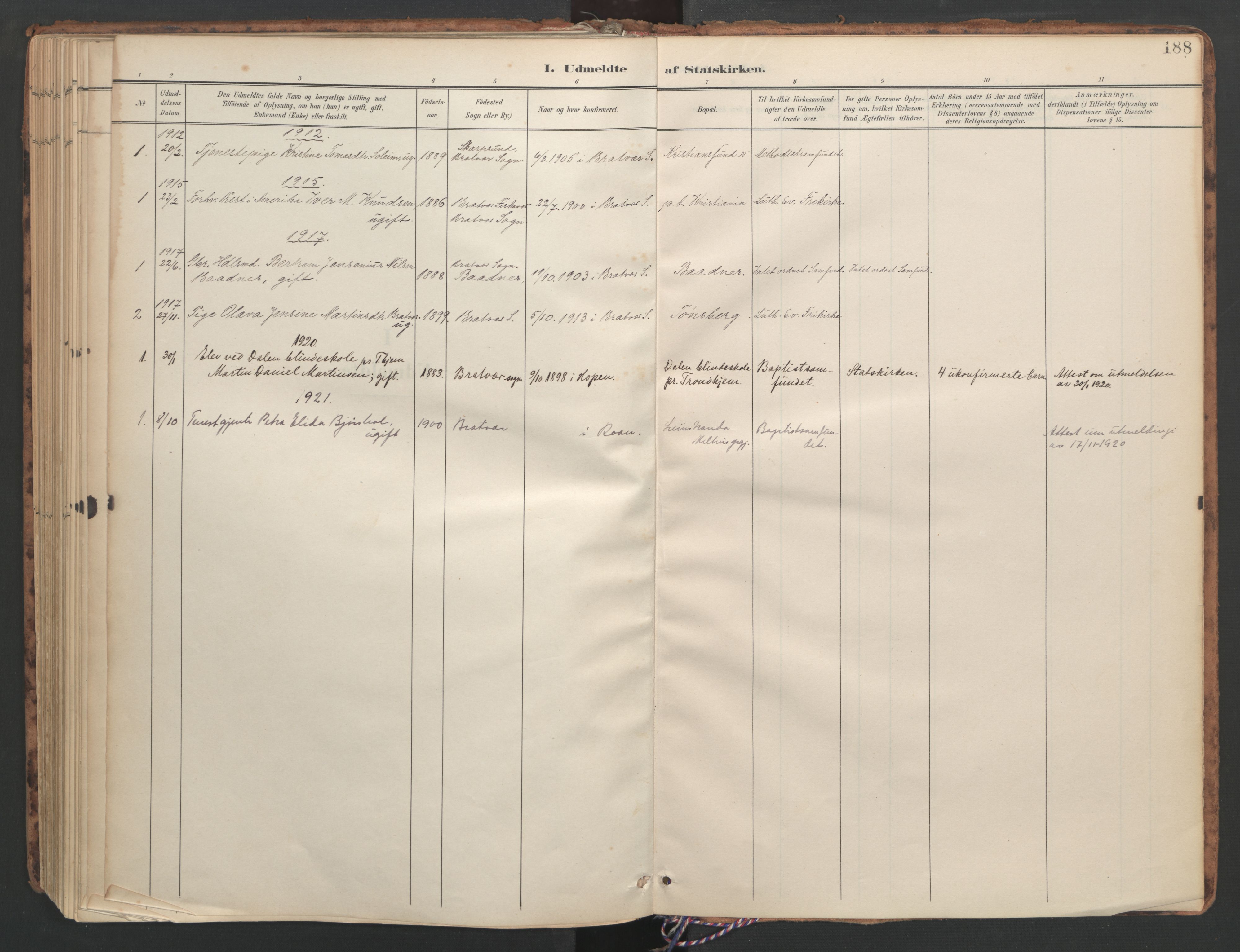 Ministerialprotokoller, klokkerbøker og fødselsregistre - Møre og Romsdal, AV/SAT-A-1454/582/L0948: Parish register (official) no. 582A02, 1901-1922, p. 188