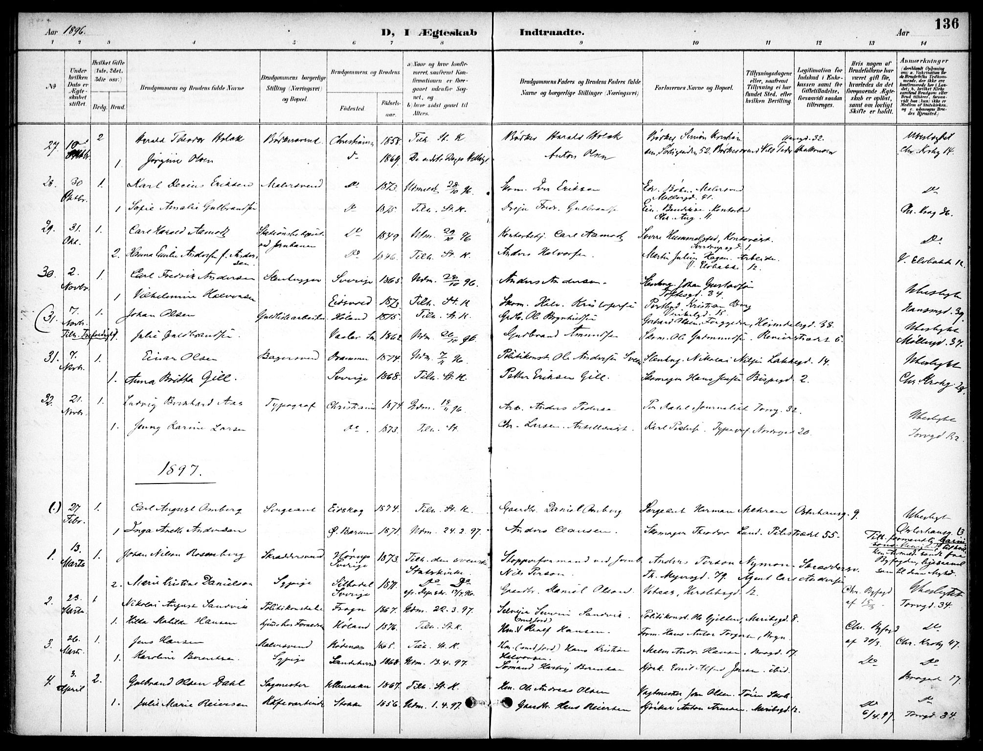 Jakob prestekontor Kirkebøker, SAO/A-10850/F/Fa/L0006: Parish register (official) no. 6, 1895-1908, p. 136