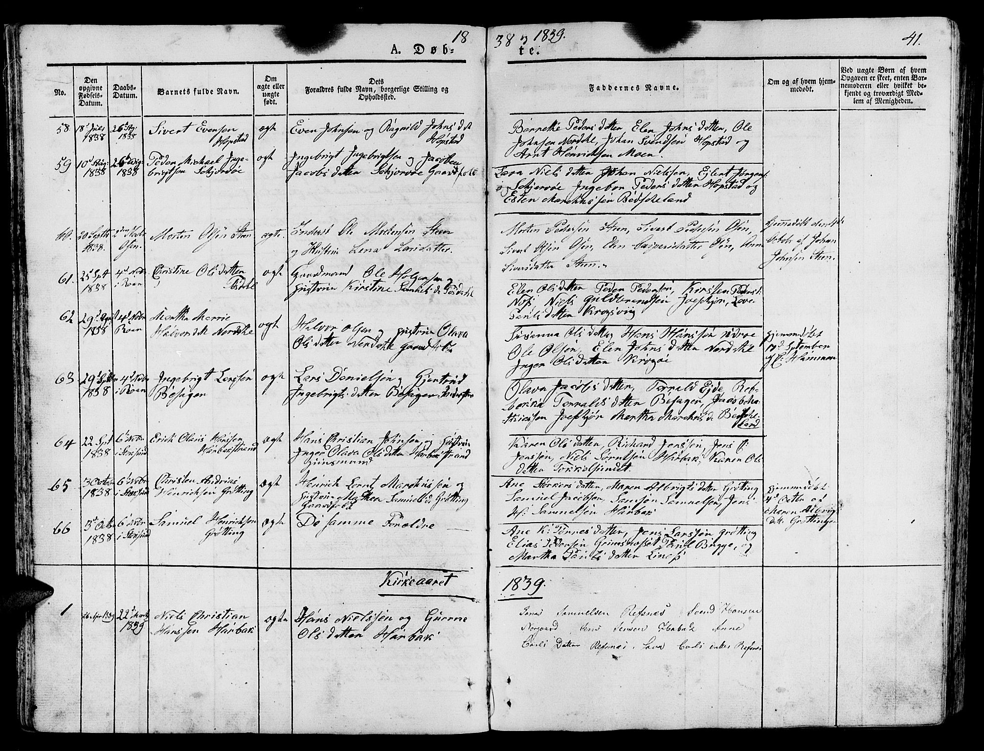 Ministerialprotokoller, klokkerbøker og fødselsregistre - Sør-Trøndelag, SAT/A-1456/657/L0703: Parish register (official) no. 657A04, 1831-1846, p. 41